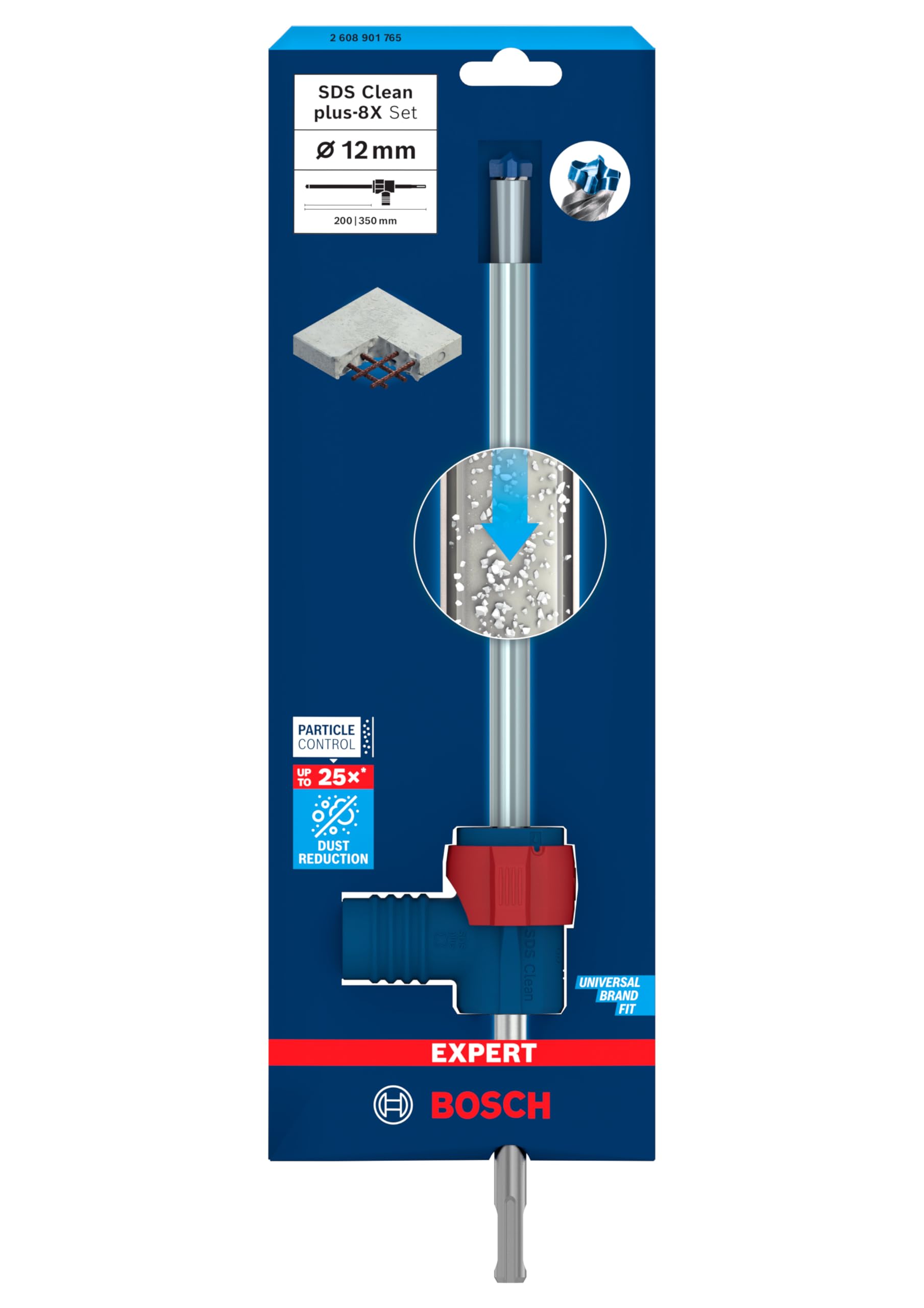 Bosch 1 x EXPERT SDS Clean plus-8X zestaw wierteł udarowych do kotwiczeń chemicznych (Ø 12,0 mm, profesjonalne akcesoria do młotowiertarki)