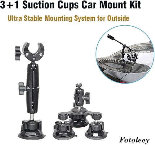 Miniatura 2 de Fotoleey Soporte de coche con succión para cámara Insta360 x3, x2, One RS compatible con GoPro Hero 11, Hero 10, Hero 9, MAX