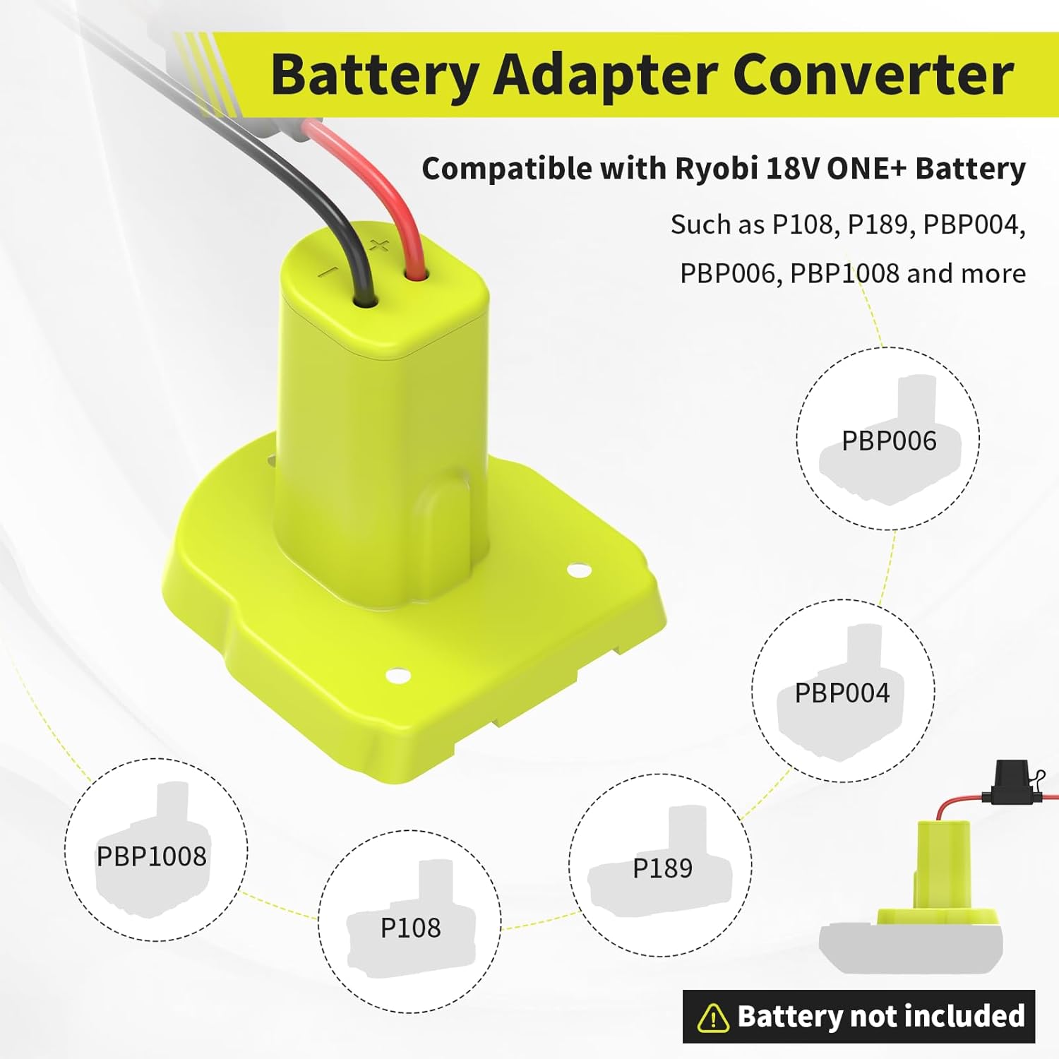 2 Pack for Power Wheel Battery Adapter Compatible with Ryobi 18V ONE+ Batteries, with 12AWG Wire, Fuse Holder, 30A Fuses, Wire Terminals Kit, for DIY Kids' Toy Cars & Camping - Image 4
