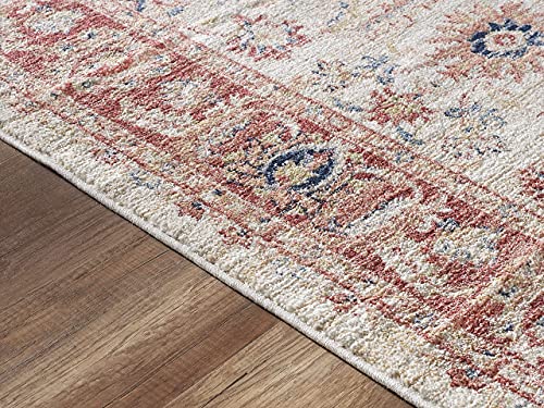 Tapete decorativo Abani Beige y Rojo 4'x6' miniatura 6
