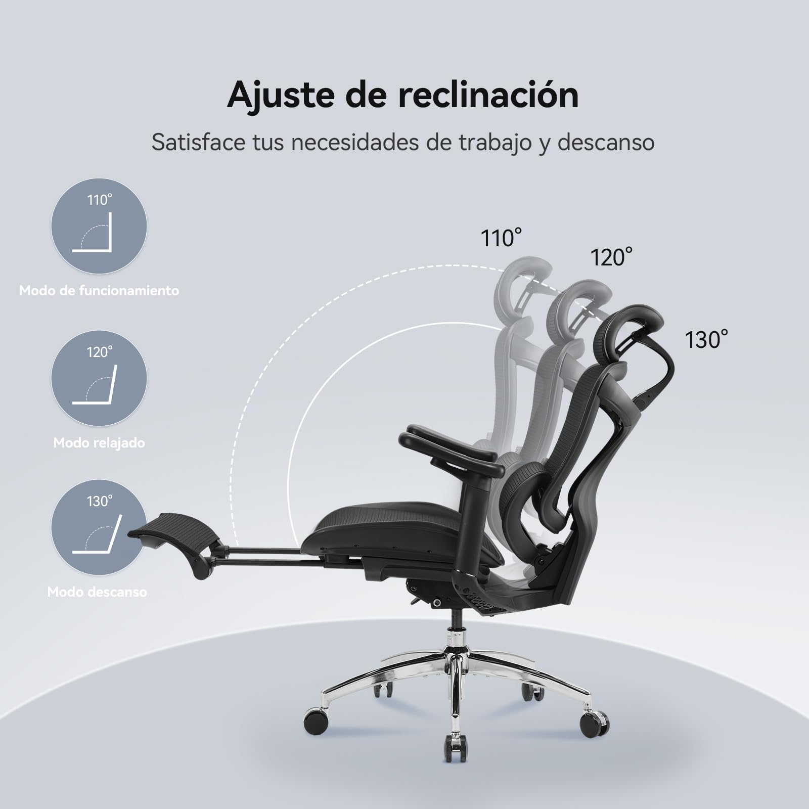SIHOO DORO-C300L-A3-101-JT ergonomiczne krzesło biurowe z siatki, wysokie oparcie z podłokietnikami 7D