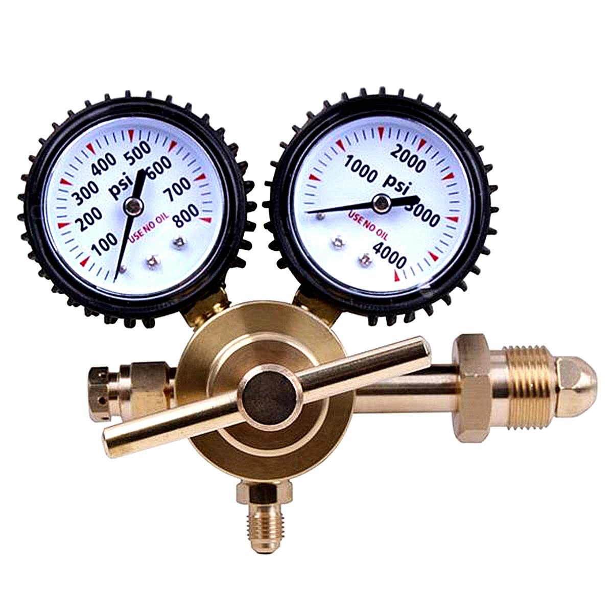 High Quality Nitrogen Regulator with 0-800 PSI Delivery Pressure Equipment Brass Inlet Outlet Connection Gauges Transparent & Golden