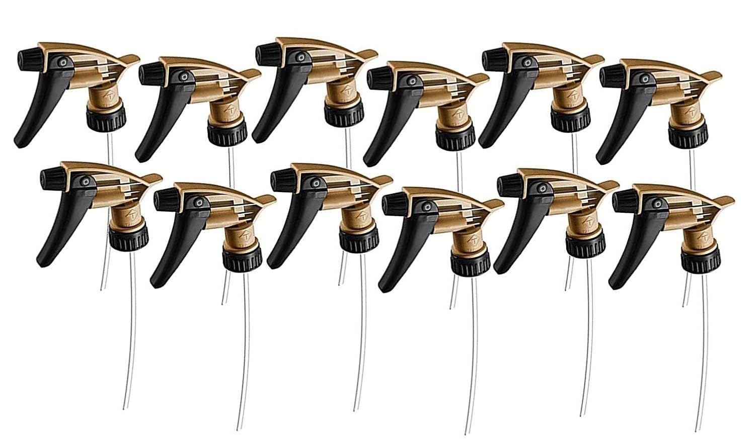 320 Black & Gold Acid Resistant Sprayer - 9-1/4"L Dip Tube & 28/400 Thread Size- Dozen
