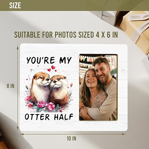Miniatura 5 de Marco de fotos de regalo de nutria para parejas y novios, marco de fotos para regalos de pareja para aniversario y compromiso