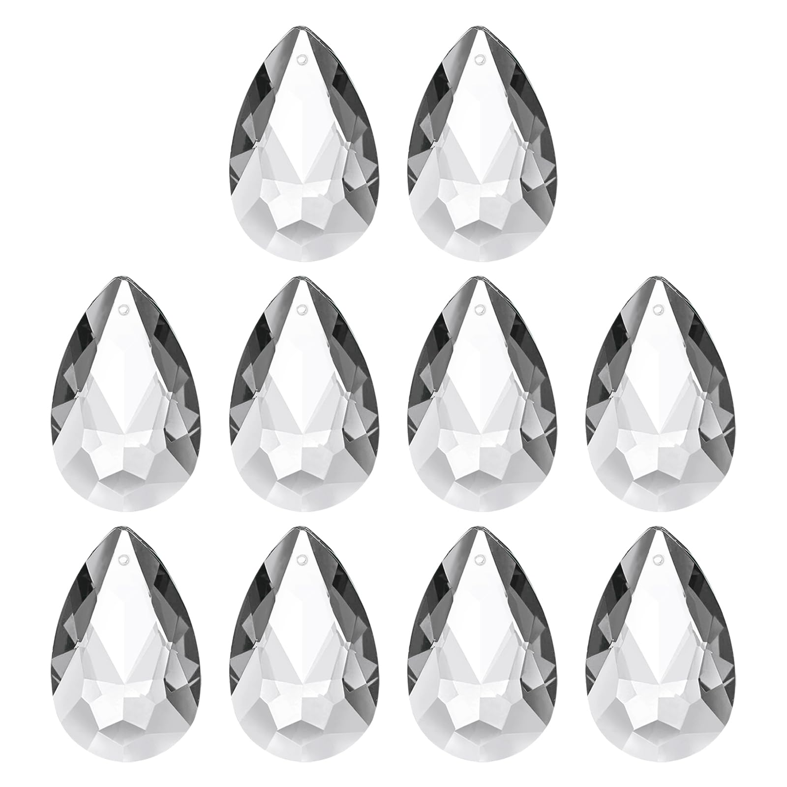 PATIKIL 10 Pezzi Pendenti In Cristallo, 38mm, Forma a Goccia, Trasparente, Acchiappasole in cristallo, Pendenti per Lampadario Decorazione, Finestra, Giardino, Casa