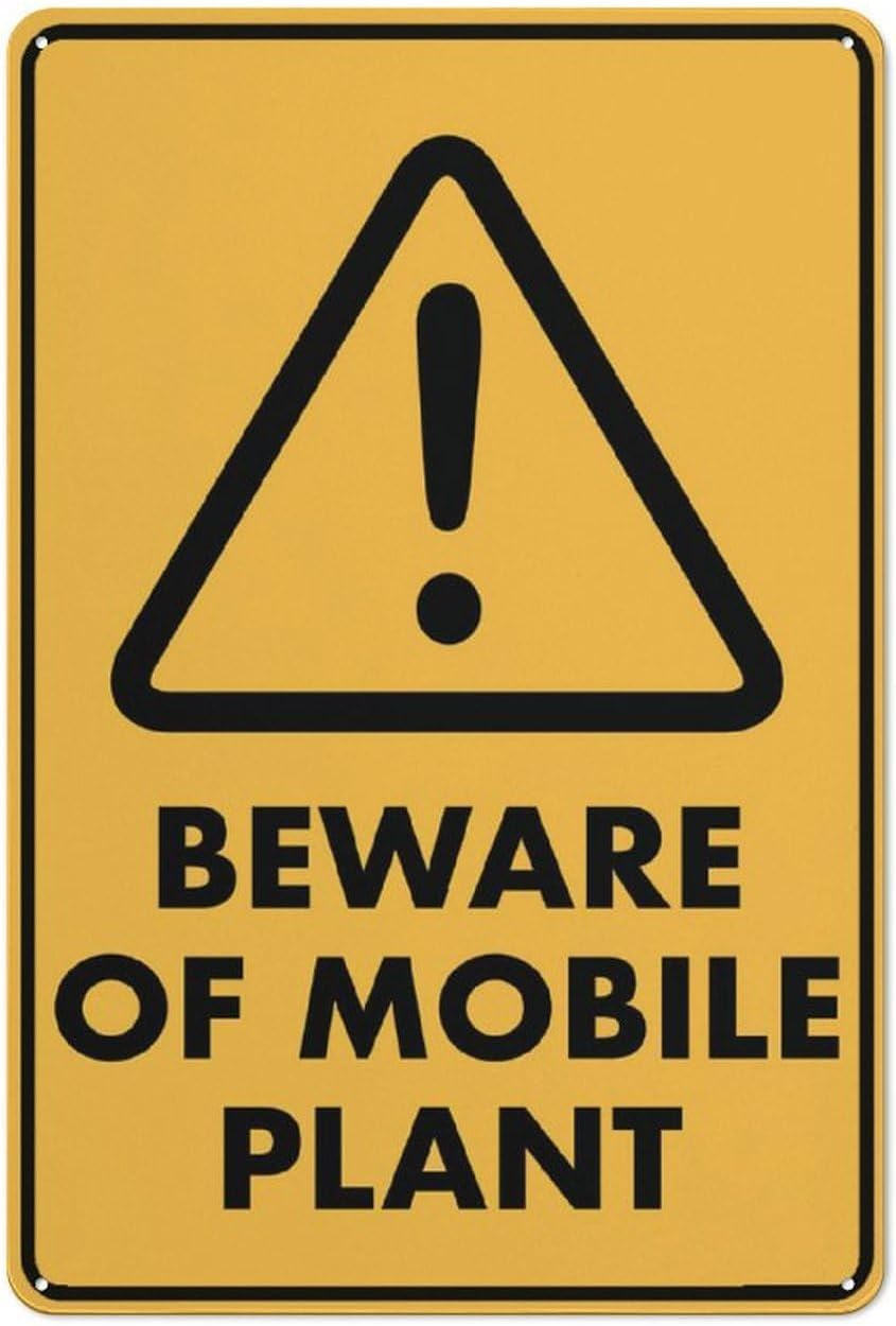 Beware of Mobile Plant Rust-Free Aluminum Warning Sign - Weather Resistant, Waterproof, Easy to Mount for Construction Site, Factory, Warehouse, Indoor/Outdoor 8x12 inch​