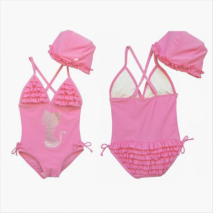 Amazon Co Jp Kswim 014 90 Cm 100 Cm 110 Cm 1 Cm 130 Cm Pink Cap With Cat One Piece Swimsuit 2 Piece Set Swimsuit Kids Children S Swimwear Children S Swimwear Kids Swimsuit Kids Swimwear Girl One