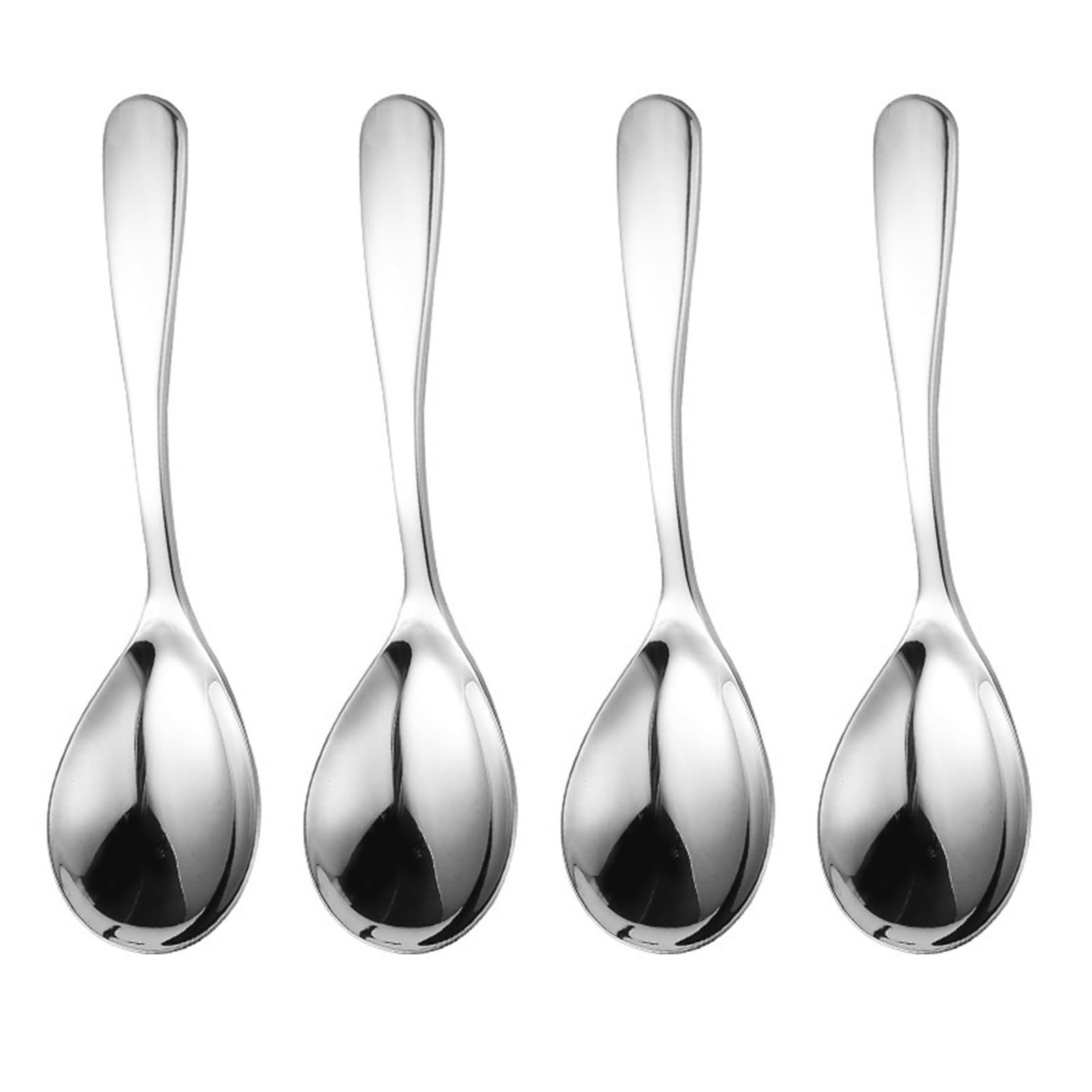 Kalttoy 4Pcs Stainsless Steels Large Soup Spoons Food Serving Spoons Round Short Handle Dinner for Restaurant Stainsless Steels Serving