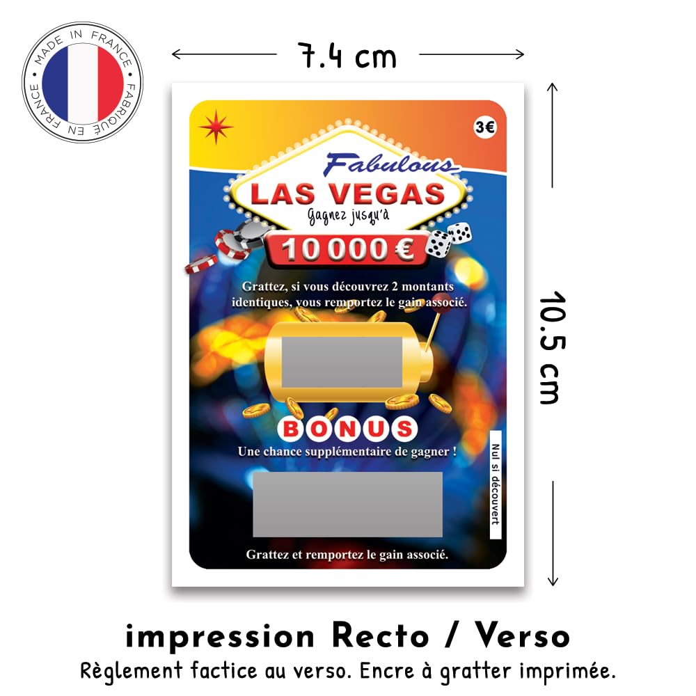 Cartes à Gratter Annonce Grossesse Lot de 5 - Tickets Surprise Style Loterie Las Vegas - Fabriqué en France