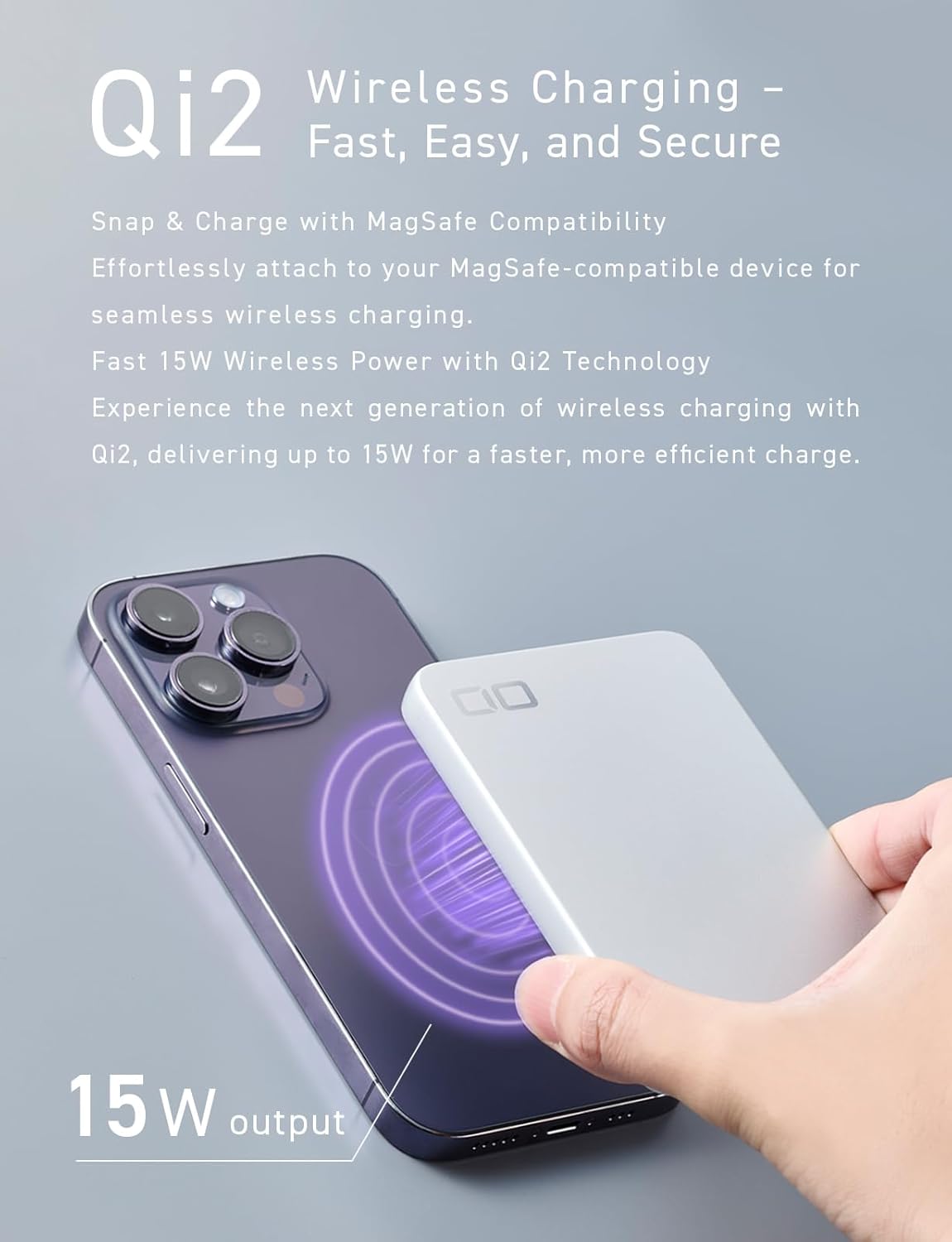 CIO Qi2 Magsafe Charger, 5000mAh Ultra-Slim Magnetic Wireless Charger iPhone, Magsafe Battery Pack, 15W Wireless + 20W USB-C PD iPhone Magnetic Fast SMARTCOBY Slim 5K (Silver, Safety Model)