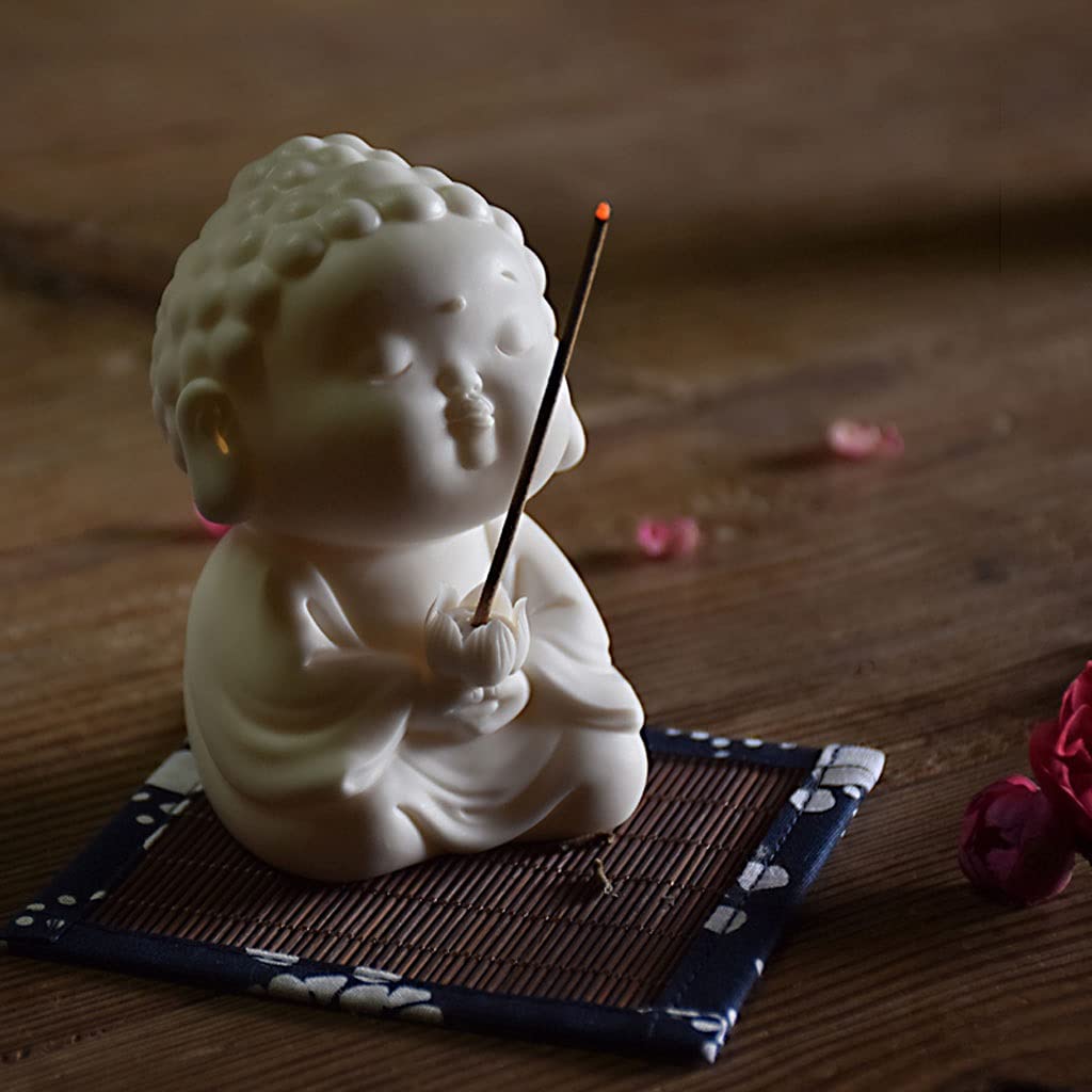 SUNESA Räucherstäbchenhalter Keramischer Duft-Brenner Duft-Brenner Räucherstäbchen Sandelholz Räuchergefäss Haushalts Retro Buddha Räuchergefäss Dekorative Ornamente (weiß) Räucherstäbchen Halter