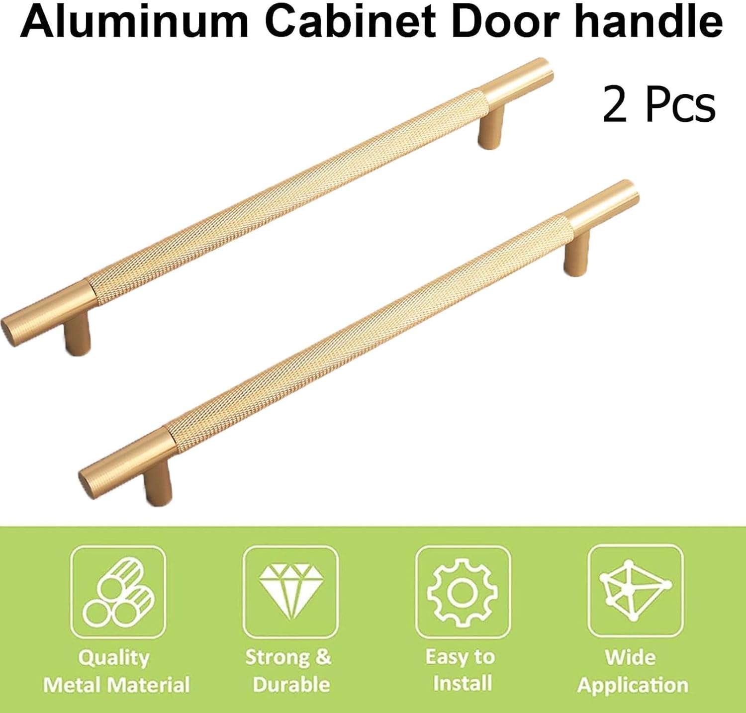 Gold Cabinet Handles, 2 Pcs, 214 Mm, Modern Vintage Handles for Kitchen Cupboards & Chest of Drawers - Gold Colour