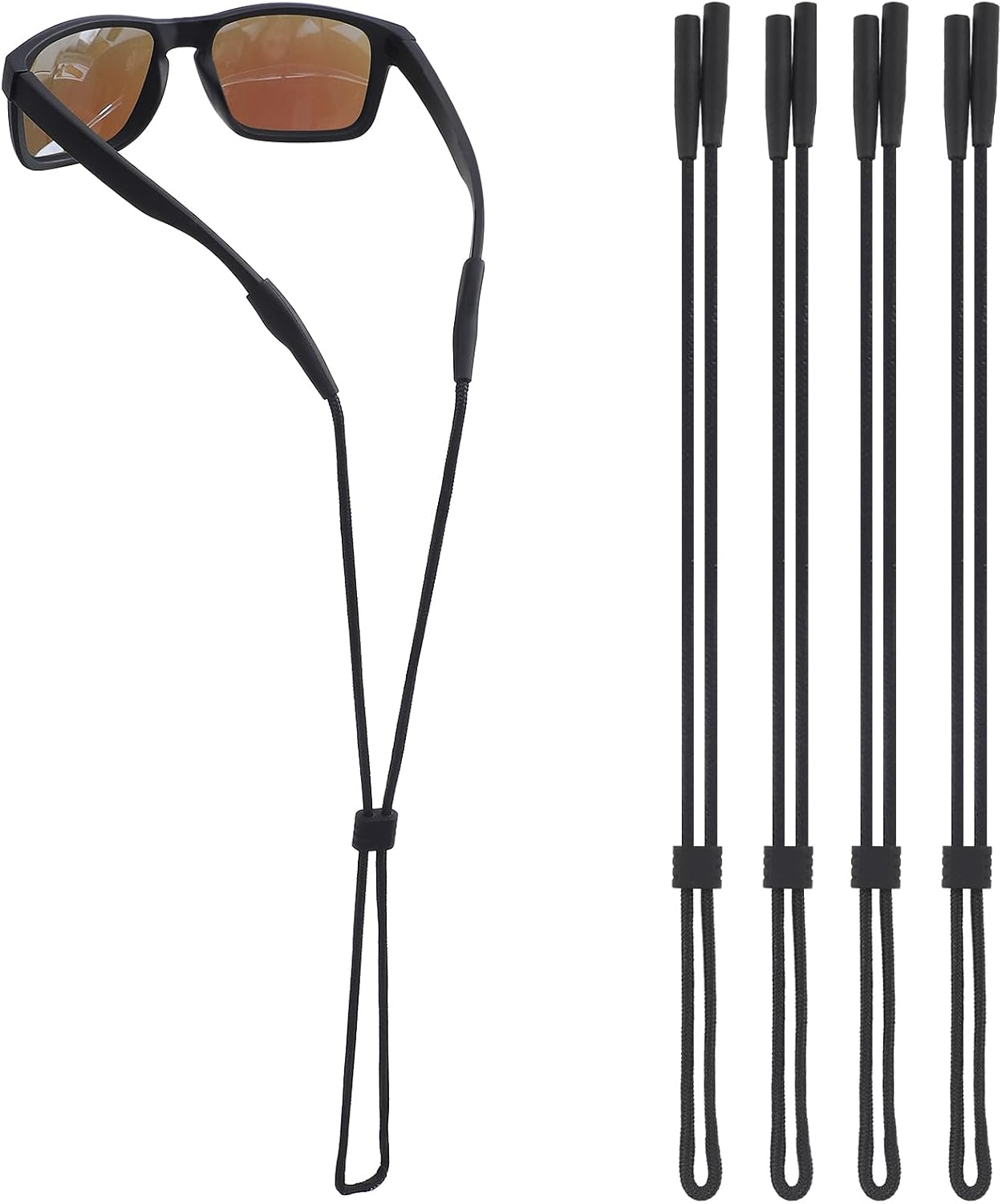 Eye Glasses Holder Strap - Sunglasses Straps Cords for Men Women Kids - Eyeglass Holders Around Neck - Eyewear String Lanyard Retainer - 4 PCS (Black) 4 Pcs/Black