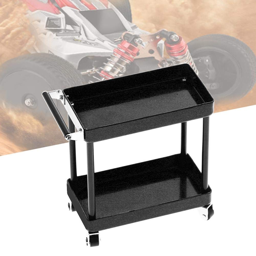 Kit Carrello Porta Attrezzi, Carrello Porta Attrezzi a 2 Livelli Attrezzi Officina Mobile Riparazione Garage Accessori RC per 1/8 1/10 1/12 1/16 Modello in Scala di