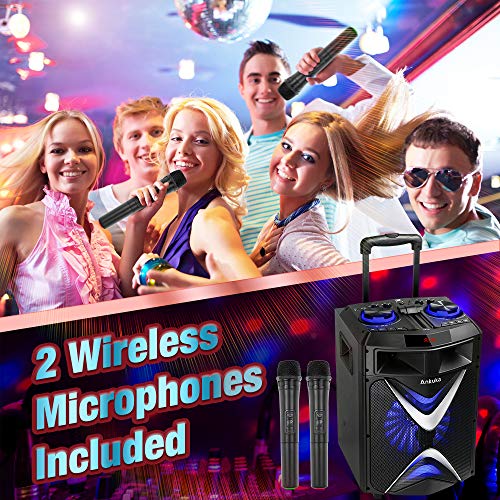 Portable Karaoke Machine for Adults and Kids, Ankuka Bluetooth PA Speaker Sound System with USB Disco Lights, 2 Wireless Microphones and Microphone Stand for Party Karaoke, Gifts for Boys and Girls - Thumbnail 5
