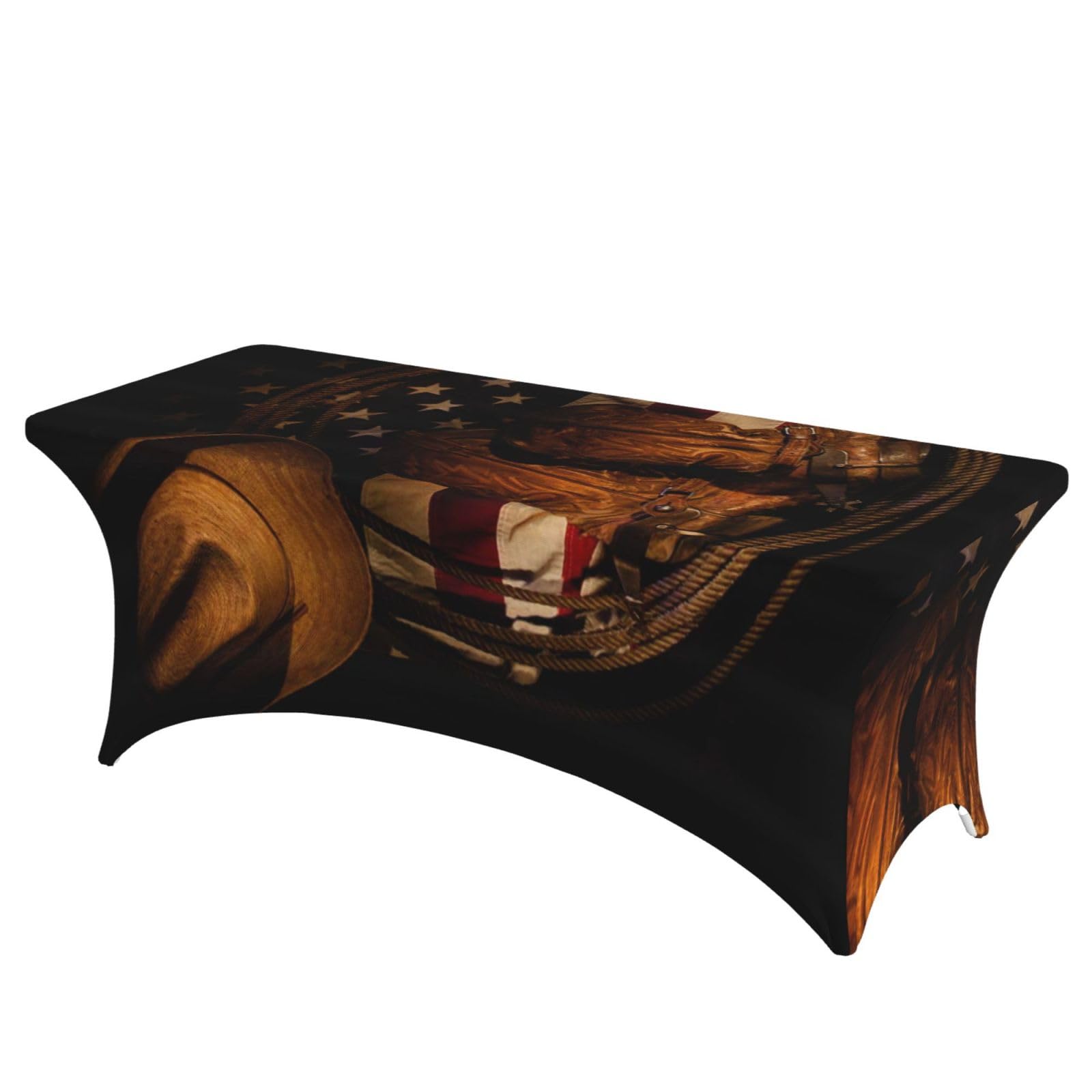 ERCgad American Flag With Cowboy Boots Print Rectangular Tablecloth Dining Banquet Party Events Home Celebration Table Cover