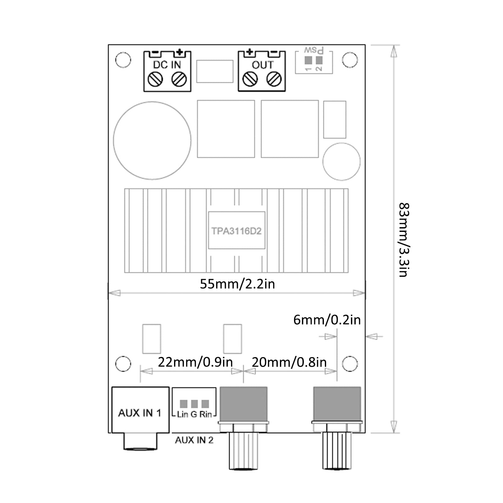 NDNCZDHC TPA3116 100W Audio Amplifier Board DC12-24V Digital Audio Amplifier Board, Large Power Digital Power Low Voice Bass Amplifier Board