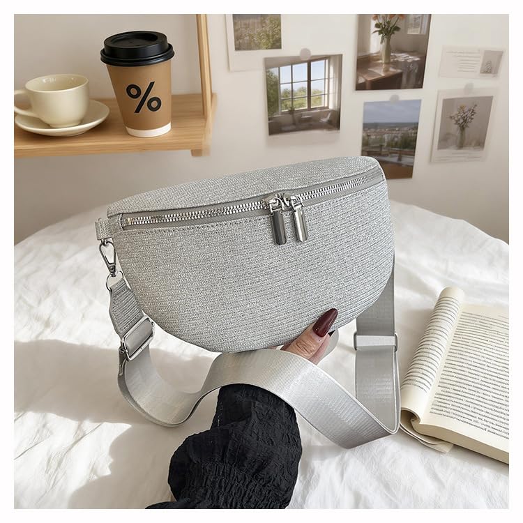 Image of Leather Chest Bag for Women, Crossbody Belt Bag Fanny Pack Purse Fashionable Waist Bags Handbag for Everyday Use Trip Walking Hiking
