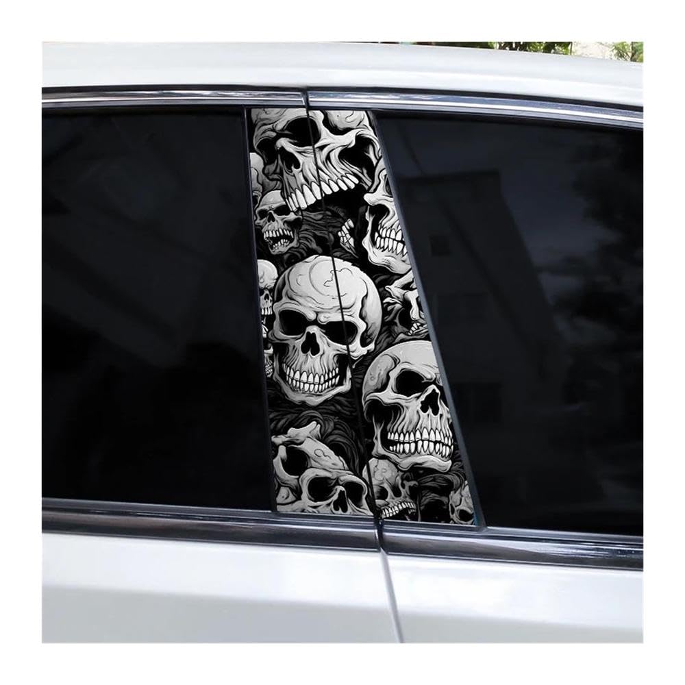 Body Parts 2pcs Car Center Pillar Sticker Colorful Skull Auto B-Pillar Waterproof Protective Film(G)