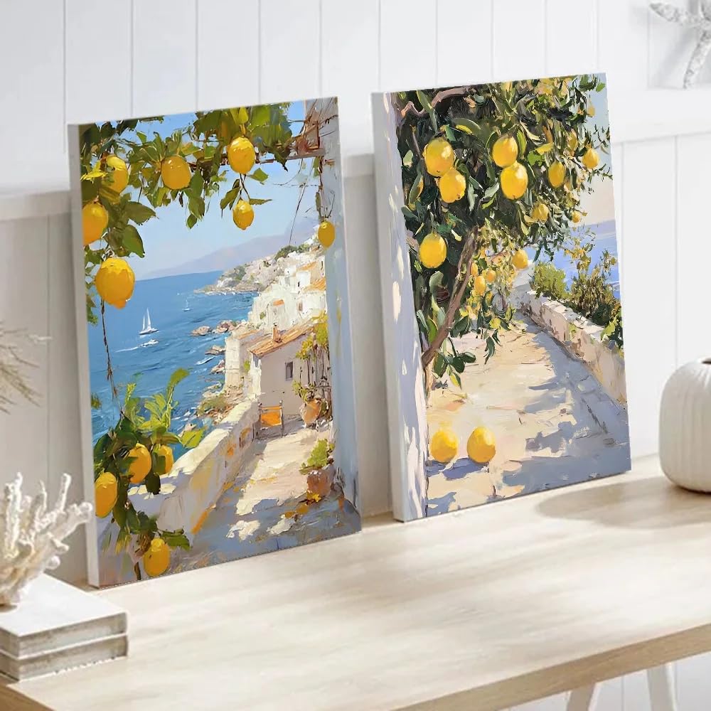 GOSRD Tree Landscape Art Oil Painting Canvas Prints Wall Home Living Room Decorations(50x75cm-2Pcs/Frameless)