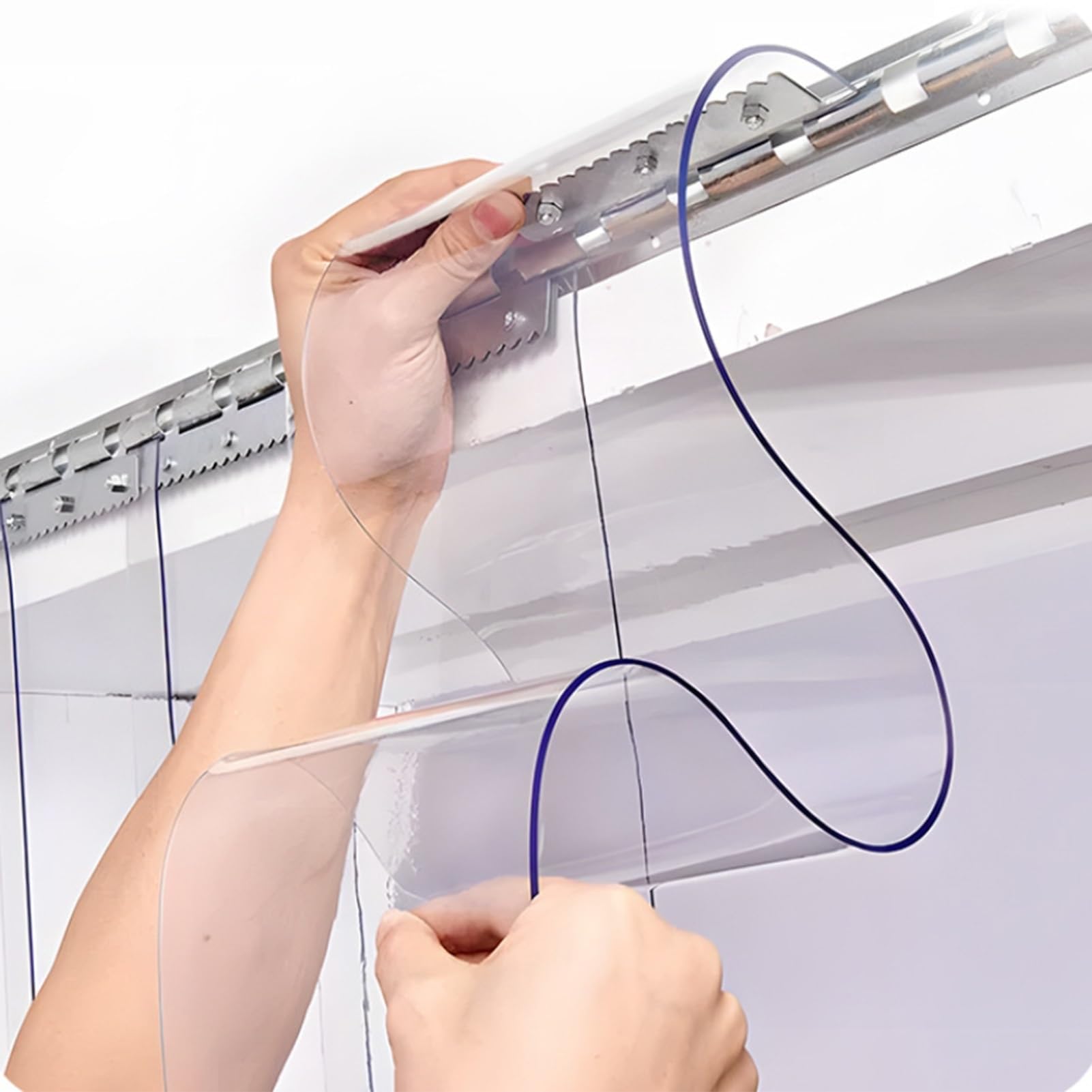 Cortina de tiras de PVC para uso industrial, cortina de puerta de vinilo cortable, persianas verticales para tienda de refrigeradores, fábrica y almacén, tamaño 1,2 m x 2,6 m
