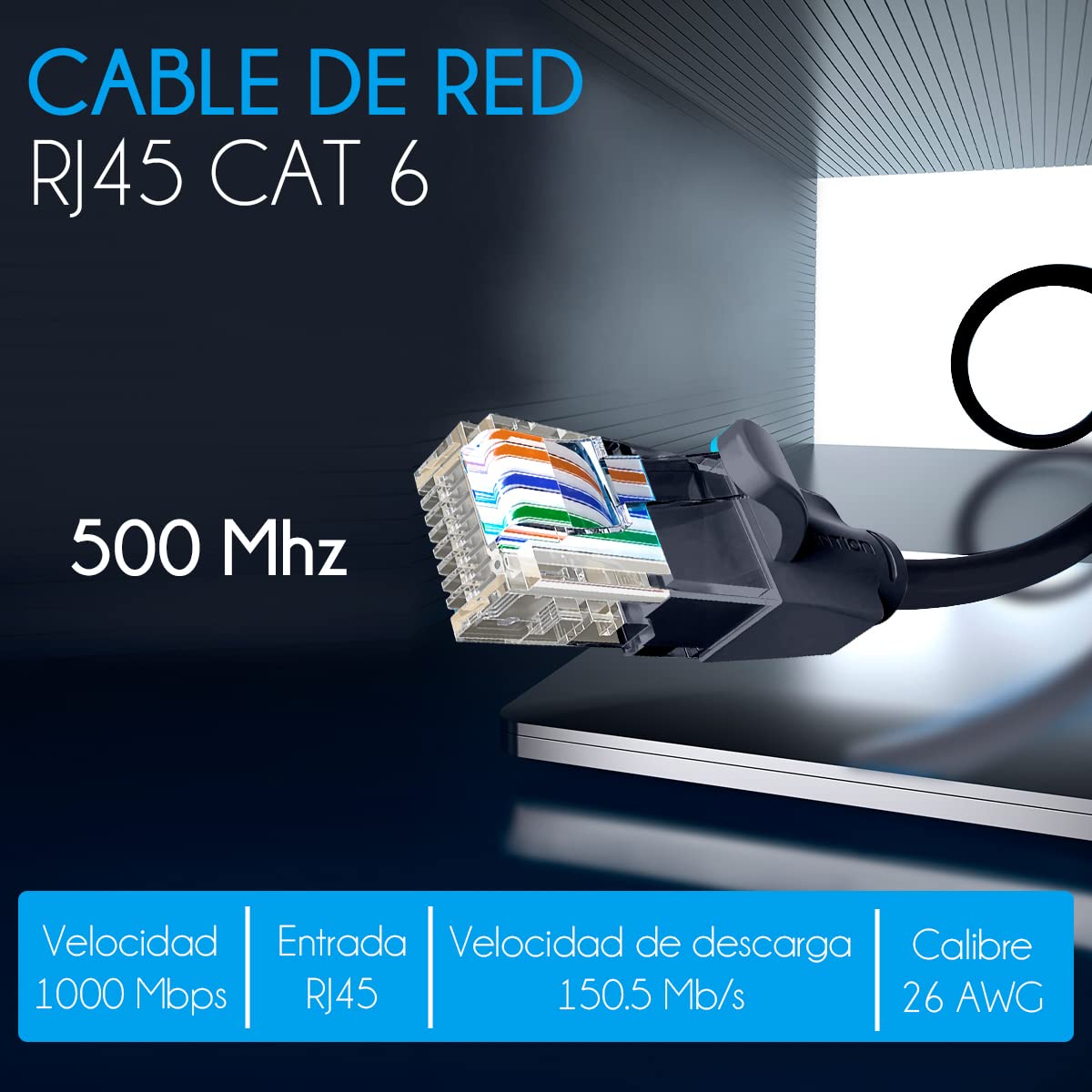 Cable de Red RJ45 UTP Vention IBEBJ Cat.6/ 5m/ Negro