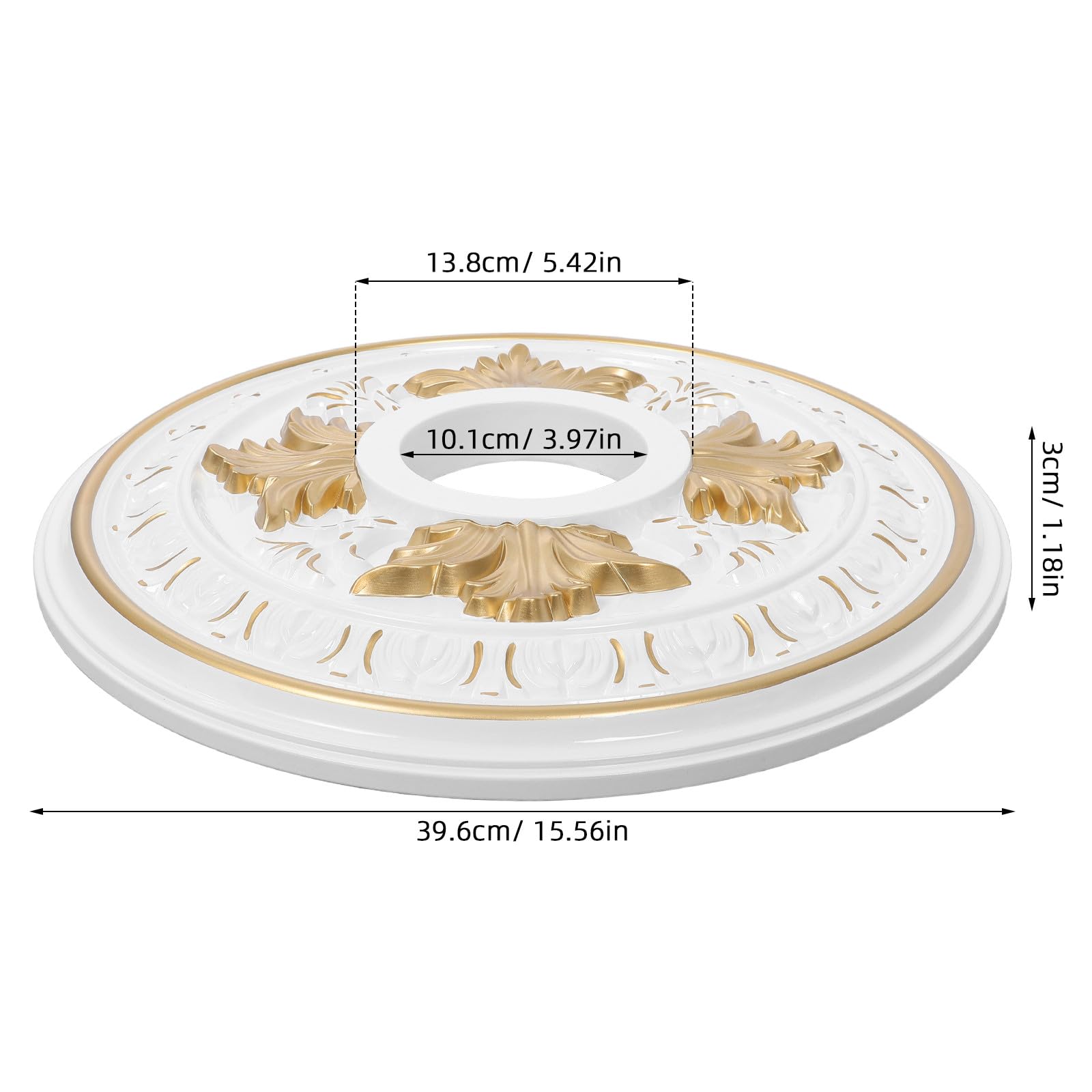Toddmomy Anello decorativo per soffitto a medaglione - Cornice decorativa effetto gesso - Piastra rotonda bianca per apparecchi di illuminazione, nasconde le imperfezioni, diametro interno 4,3" e