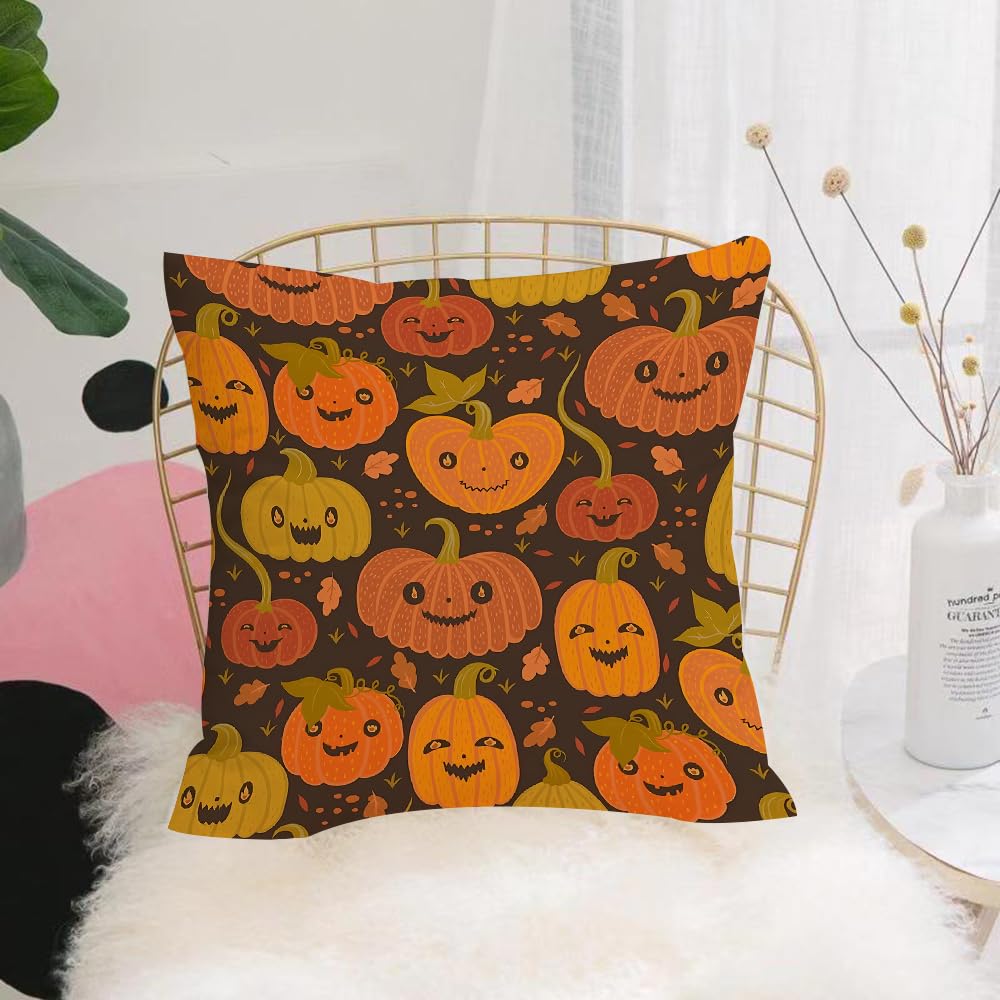Hyosxw Seamless Patterns With Halloween Pumpkins. W - A6 Cushion Cover,Throw Pillow Case Home Decorative For Living Room Bedroom Sofa Chair 18X18 Inch,Seamless Patterns With Halloween Pumpkins. Wallpaper Print Modern Textile Desig,Pillowcase 45X45cm