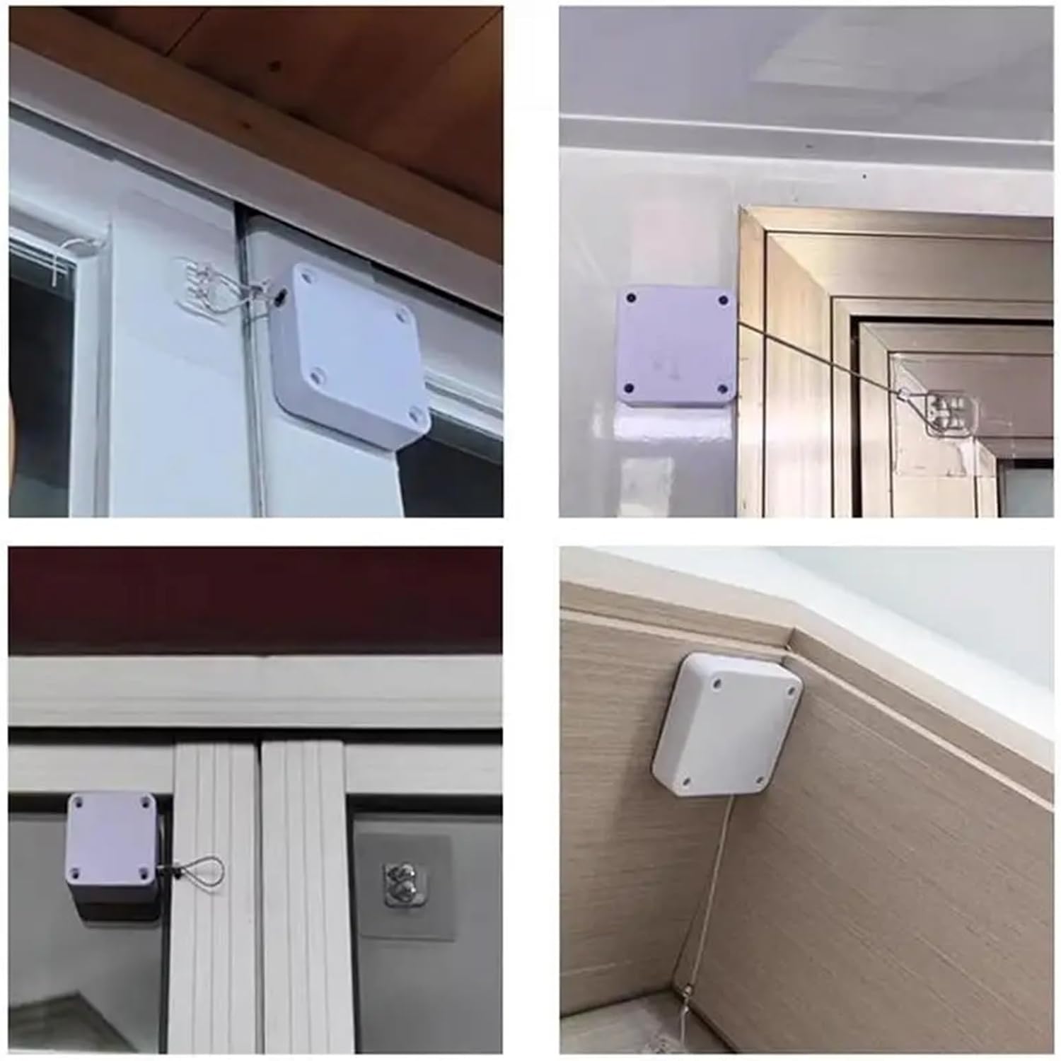 Sliding Screen Closer No-Drilling Door Opener Retractable Auto Closure with 1.2m Steel String Home Improvement Attachment(White)