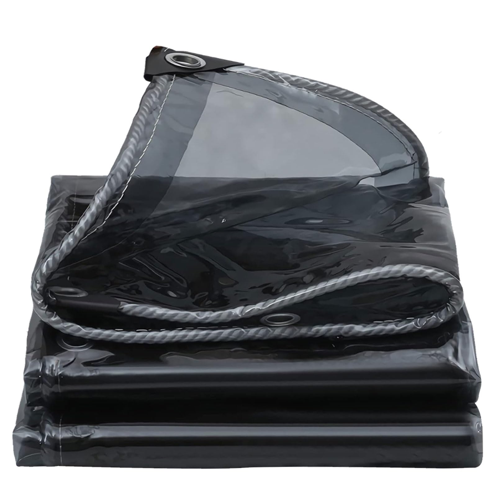 Heavy Du Bâche de camping en PVC noir translucide pour porche, terrasse, jardin, serre, plantes, toit pour animaux domestiques, abri étanche 1,8 x 3,6 m