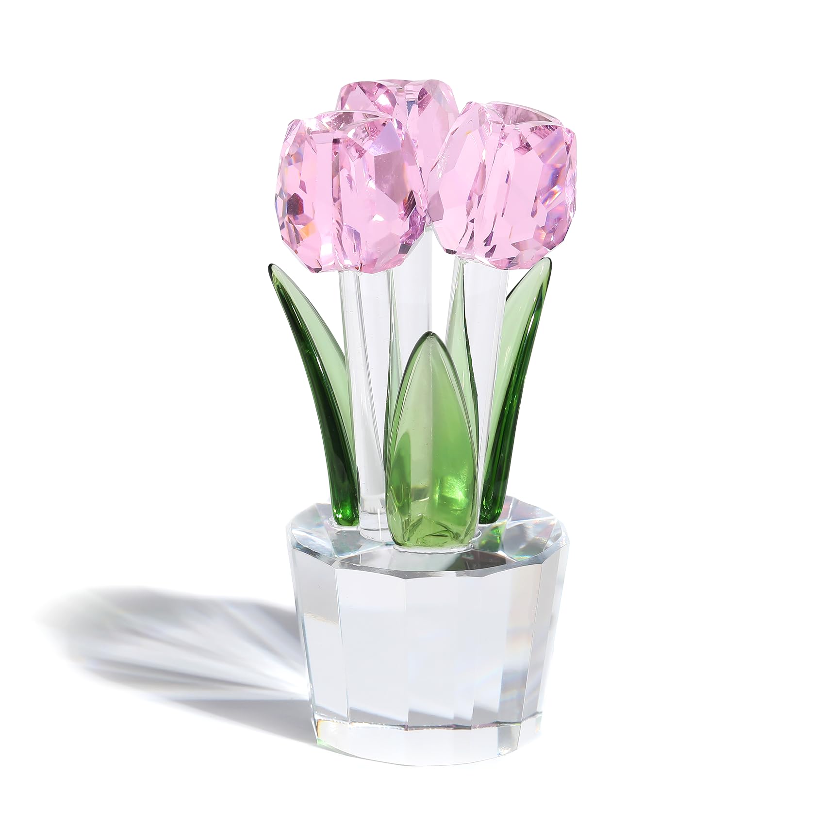 Bouquet de tulipes roses en cristal : idee cadeau d'anniversaire et Noel pour femme