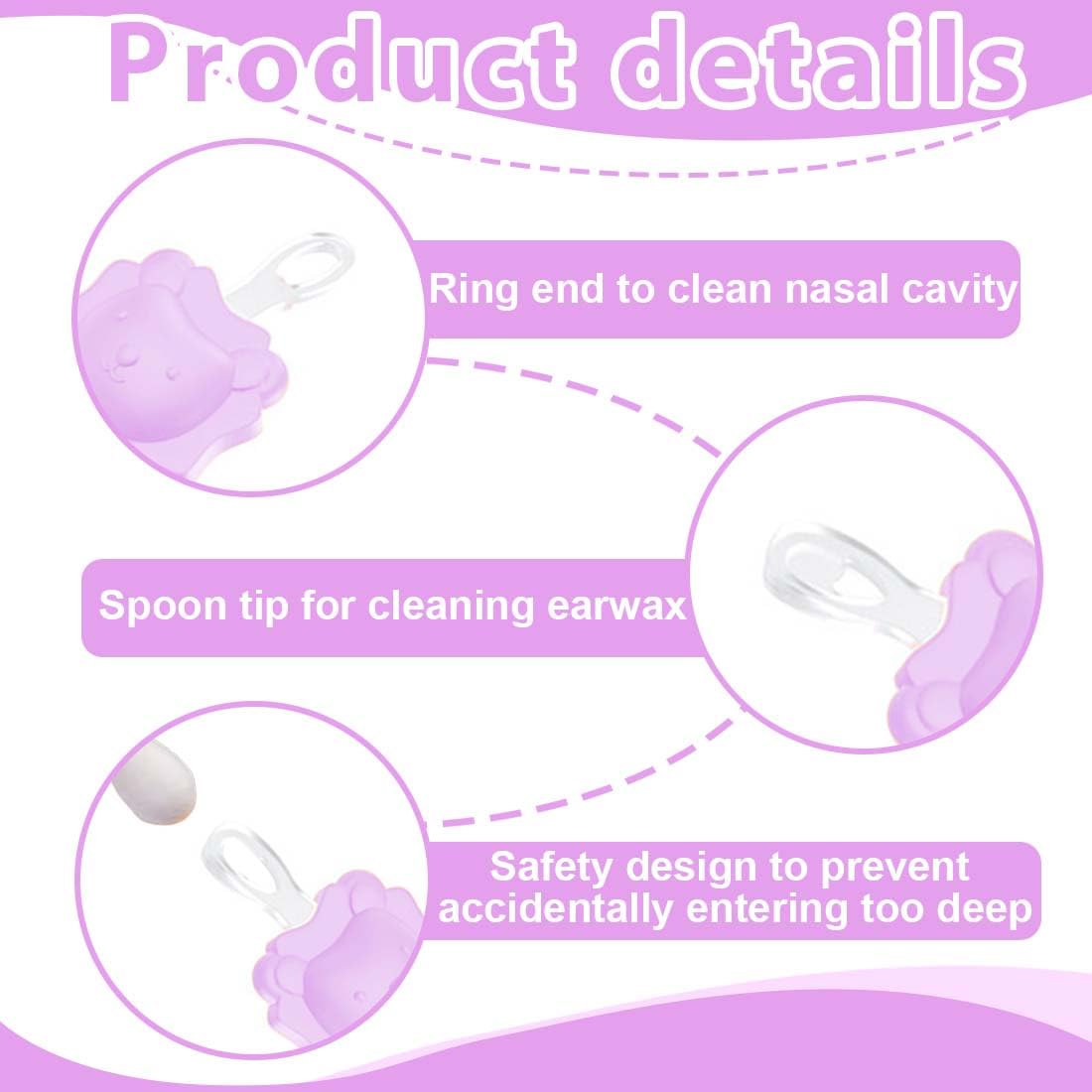 GXGM 1 pinces de nettoyage nasales pour bébé Gadget cure nez bebe pour bébés et tout-Pour enlever le cérumen，pourpre