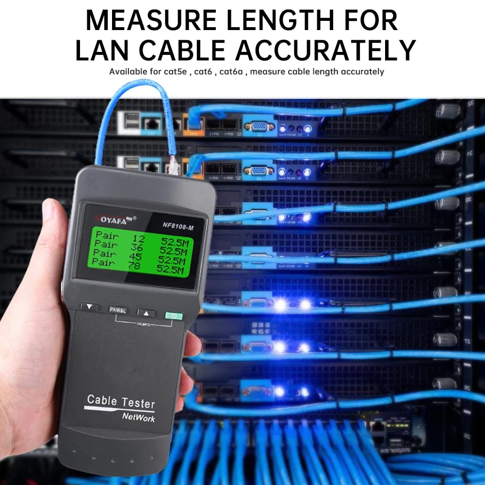 NOYAFA Netzwerkkabel Tester NF-8108-M, Netzwerktester Kabeltester mit LCD-Display, Netzwerk Tester Kabel Tester