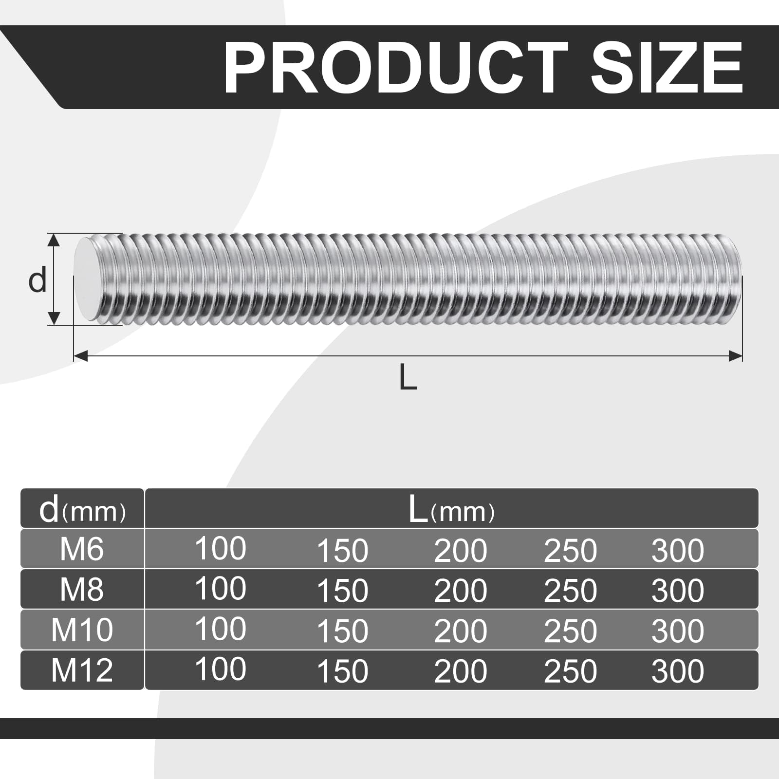 8 sztuk pręt gwintowany M12 × 100 mm stal szlachetna pełny gwint