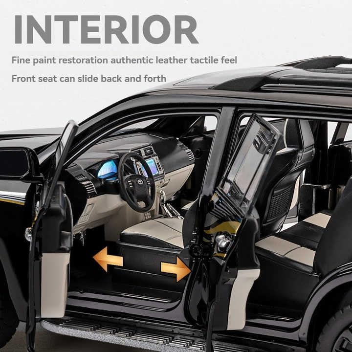 Image of Model Car Exclusive Alloy Metal Pull Back Die-cast Car Metal Pullback Toy car with Openable Doors & Light Music Best Gifts Toys Kids (1:18 Scale Toyota Land Cruiser Prado - White)