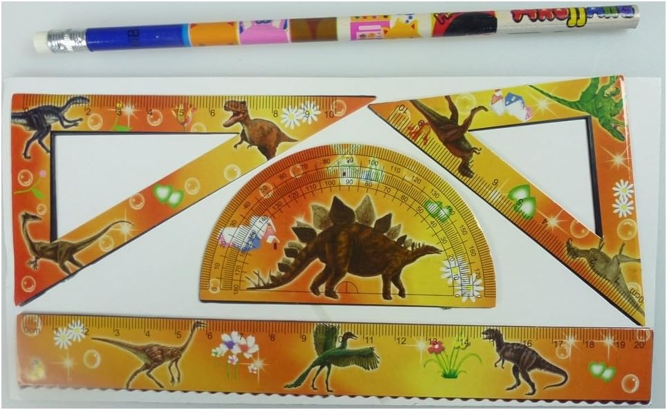 6 Piece Ruler Set, 4–Piece, with dinosaur motifs Free 6 pencils dazu. ruler Set, Paint, Draw, gifts, gift