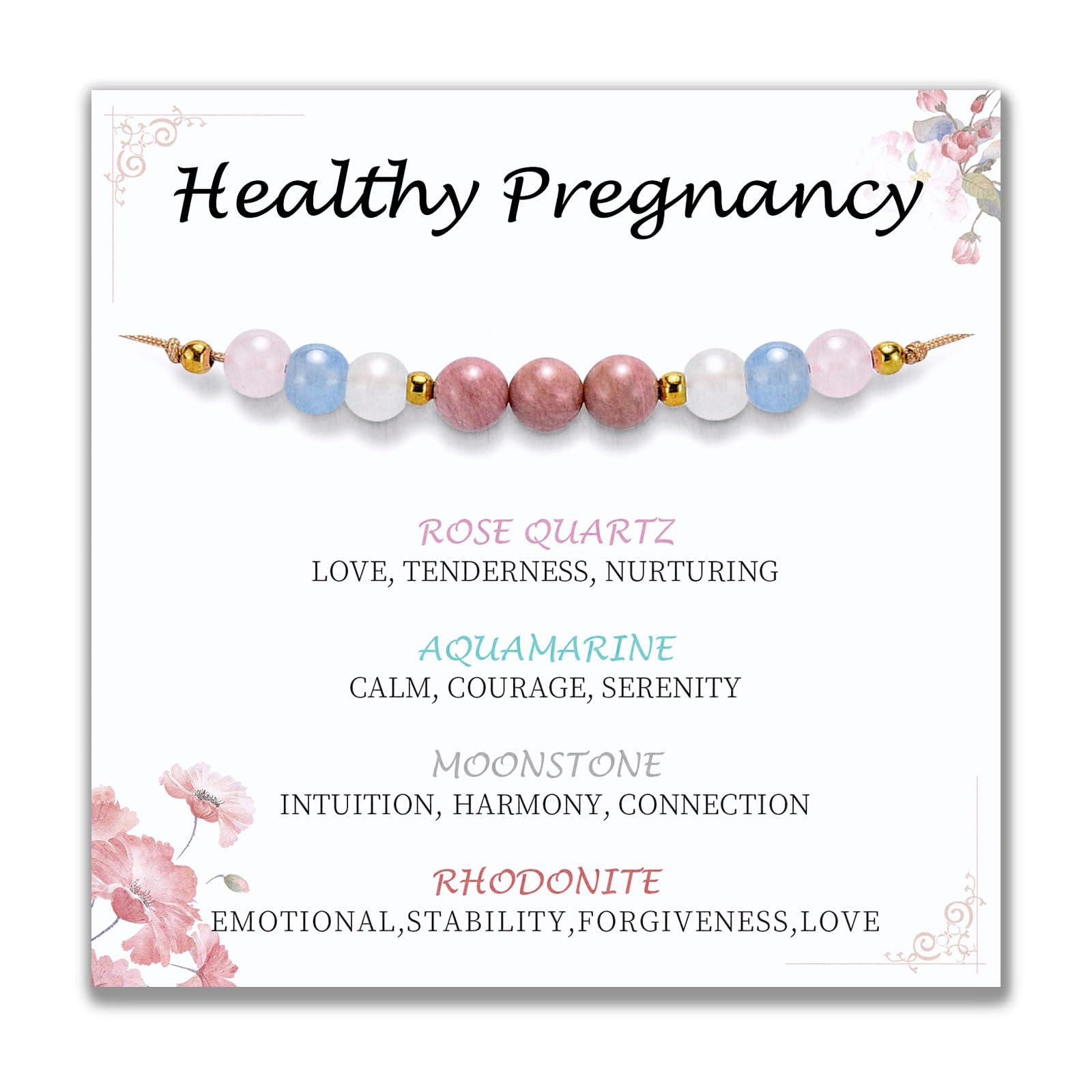 yupoxiu Healthy Pregnancy Gifts Natural Stone Bracelets for Pregnant Women, Pregnancy Gifts for Expecting Mom & First Time Mom, Mothers Day Christmas Jewelry