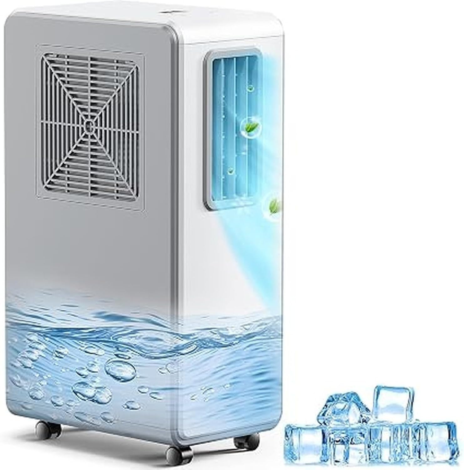 Enfriador de Aire portátil 4 en 1 con deshumidificador, Ventilador y Temporizador 24h, silencioso para Dormitorio Oficina y Cocina, Blanco Puro, sin Control de