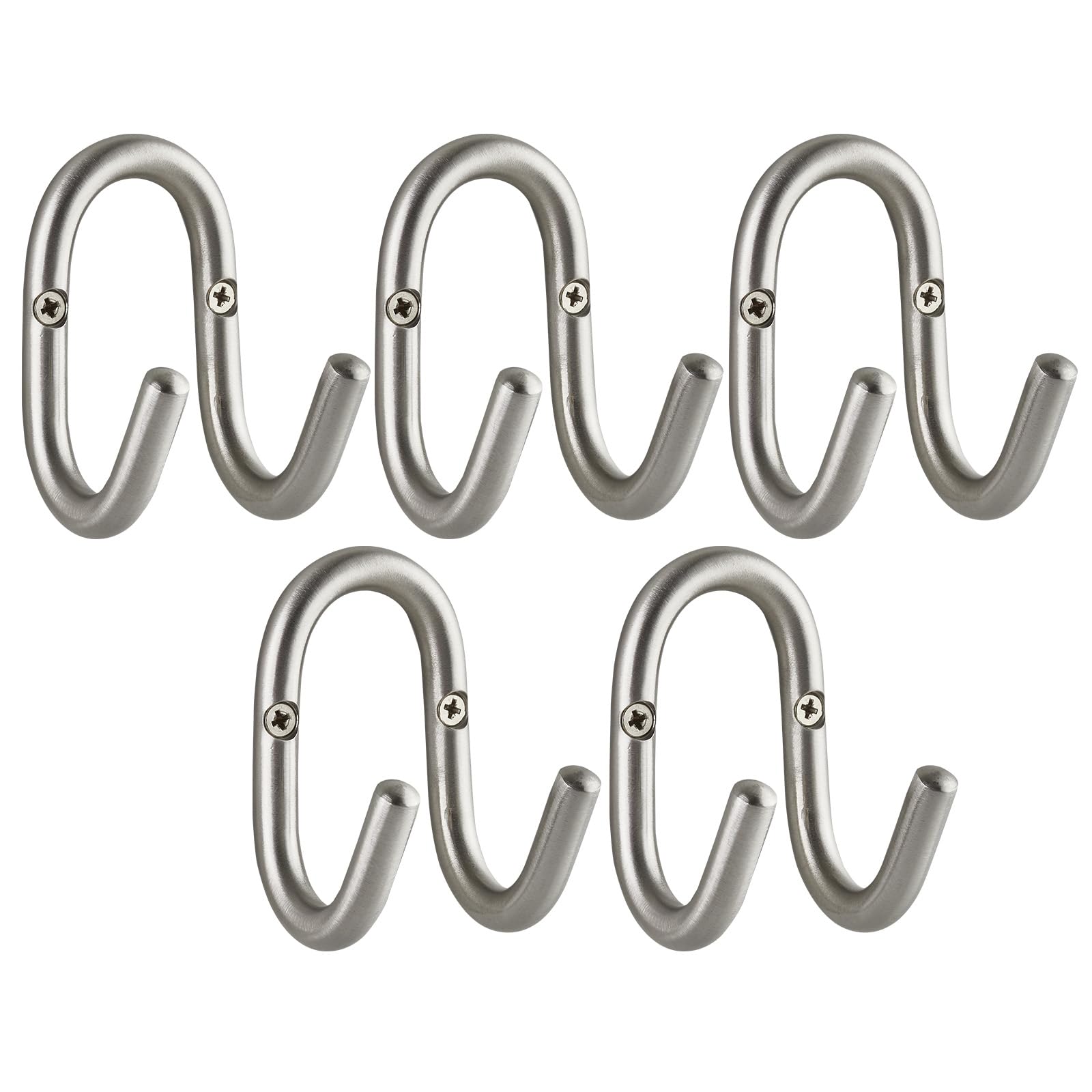 SOTECH Juego de 5 percheros FARA 88 x 51 mm, auténtico acero inoxidable cepillado, ganchos para ropa, ganchos para pared, ganchos para chaquetas