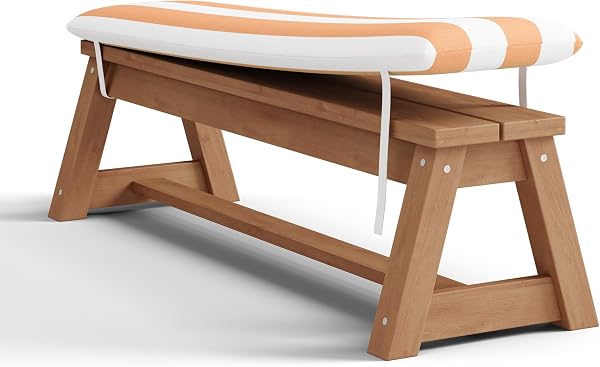 Blishom Ensemble d'Assise pour Enfants avec Parasol, Ensemble d'Assise d'Extérieur avec Coussins, Table pour Enfants, Table de Jeu pour Jardin, Terrasse, Véranda, Patio, 89x44x50 cm (Marron Clair) - 5