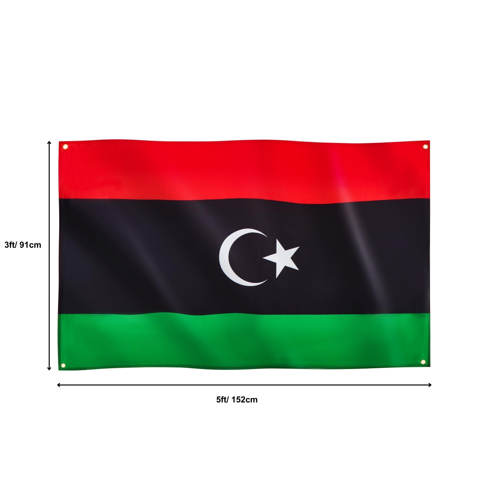 Runesol Libya Flag, 91x152cm, 3ft x 5ft, 4 Grommets, Eyelet In Every Corner, Libyan Flag, Libyan Arab Jamahiriya, Libu - Image 2