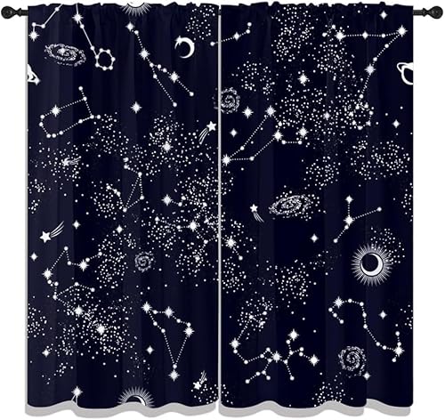 Schattierung Vorhänge Junge Sternenhimmellandschaft Der Weltraumgalaxie 3D Druck 2Er Set Isolierung Schalldichte Kinder Gardinen Blickdicht Mit Ösen Vorhang Fenster Für Wohnzimmer Schlafzim-878655836
