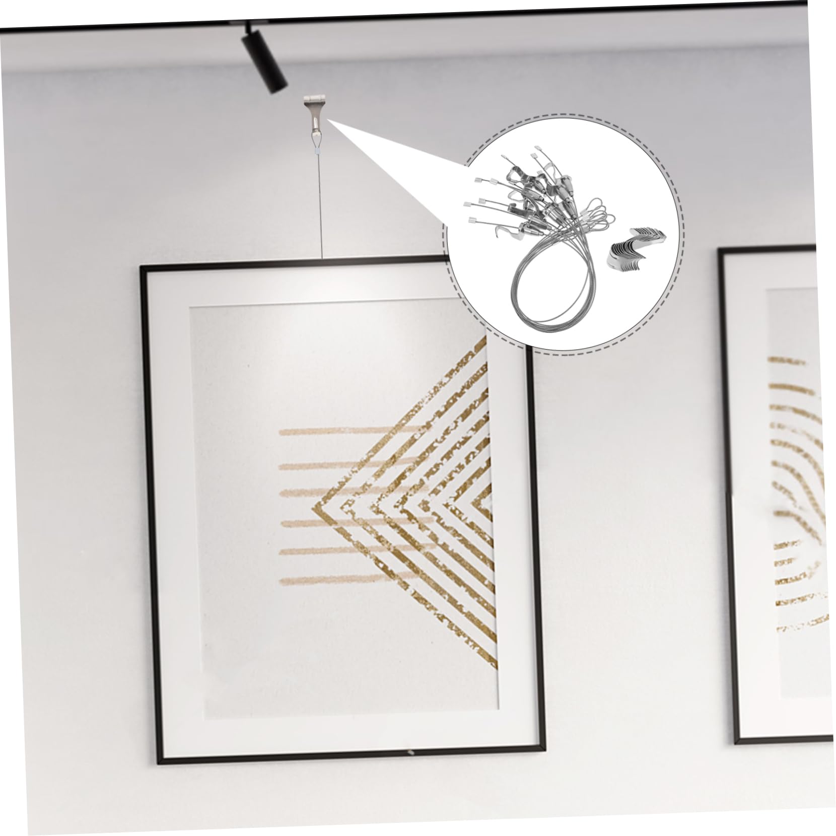 Kit per Appendere Quadri Filo Regolabile, Ganci Argento