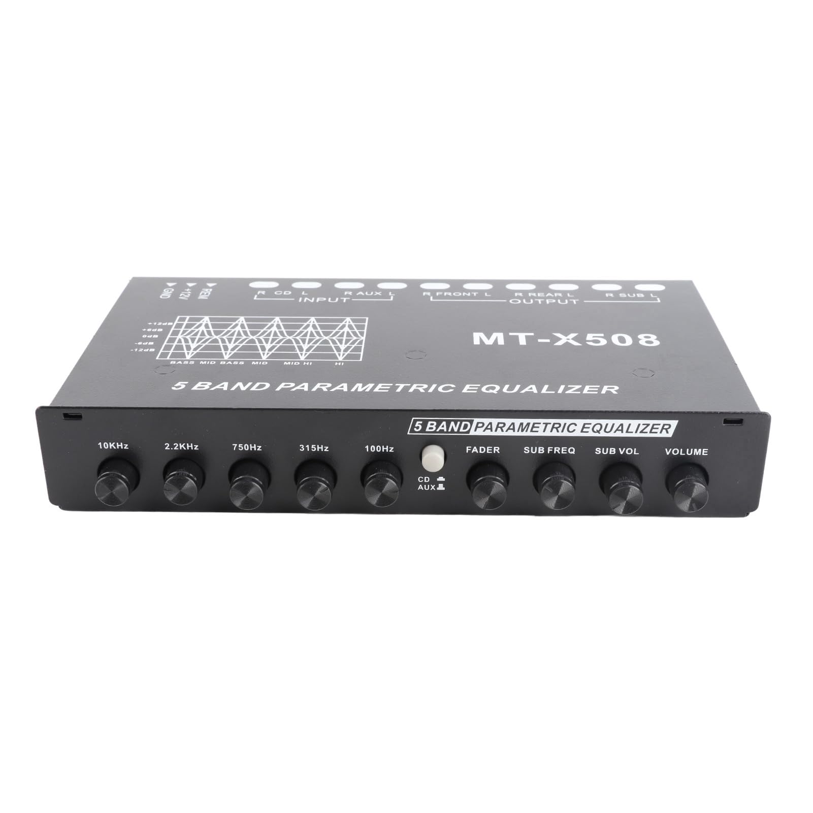 Equalizzatore Stereo per Auto, Equalizzatore Audio per Auto Regolabile Crossover di Sintonizzazione EQ con Sintonizzazione Precisa a 5 Bande Equalizzatore Grafico