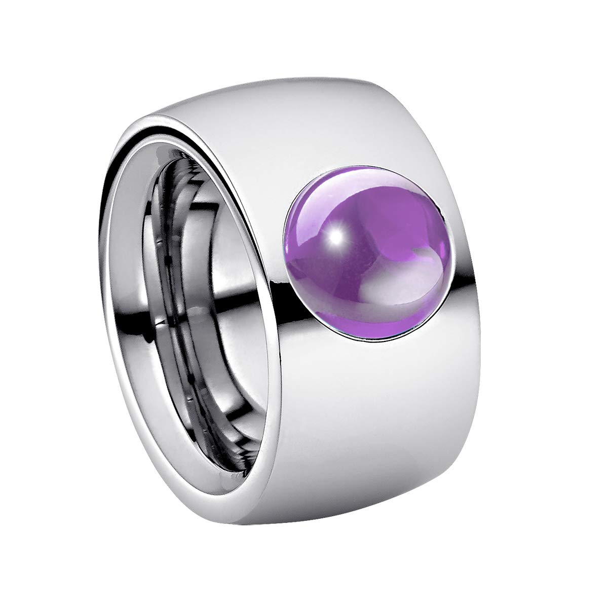 Heideman Ring Ladies Coma14 Cabo Stainless Steel Silver Color matt Ladies Ring for Women with cabochon Stone Color Amethyst