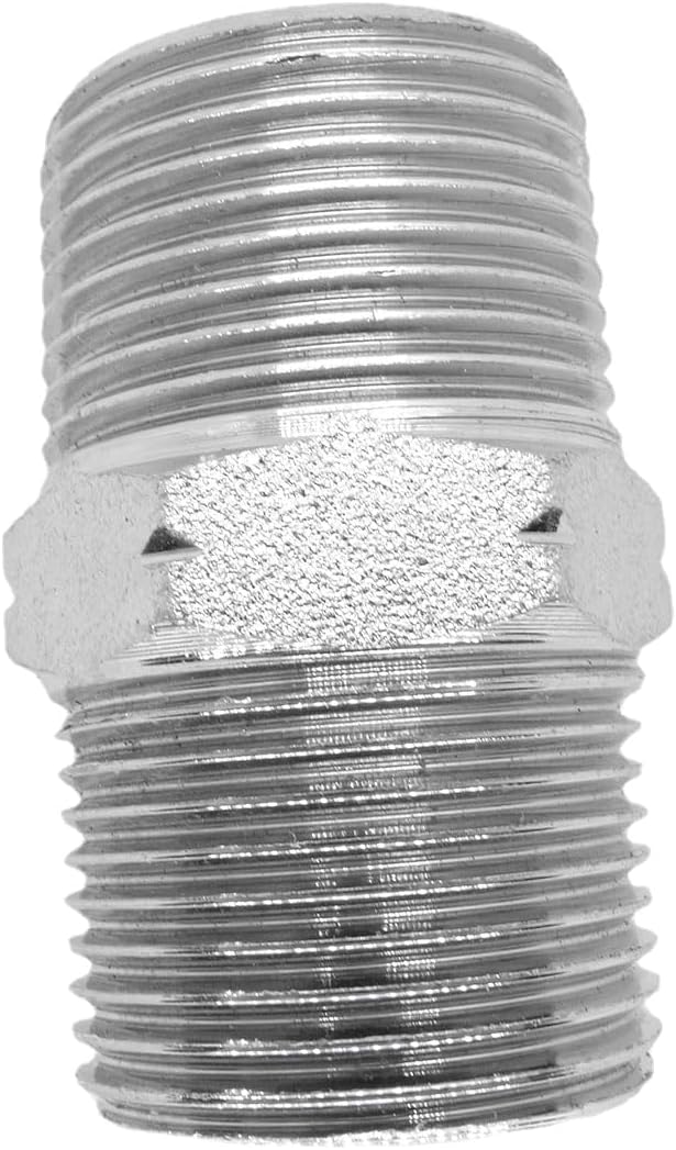 1 Piece 3/4" x 3/4" Male NPT Hex Nipple Plated Steel Hydraulic Fitting Adapter