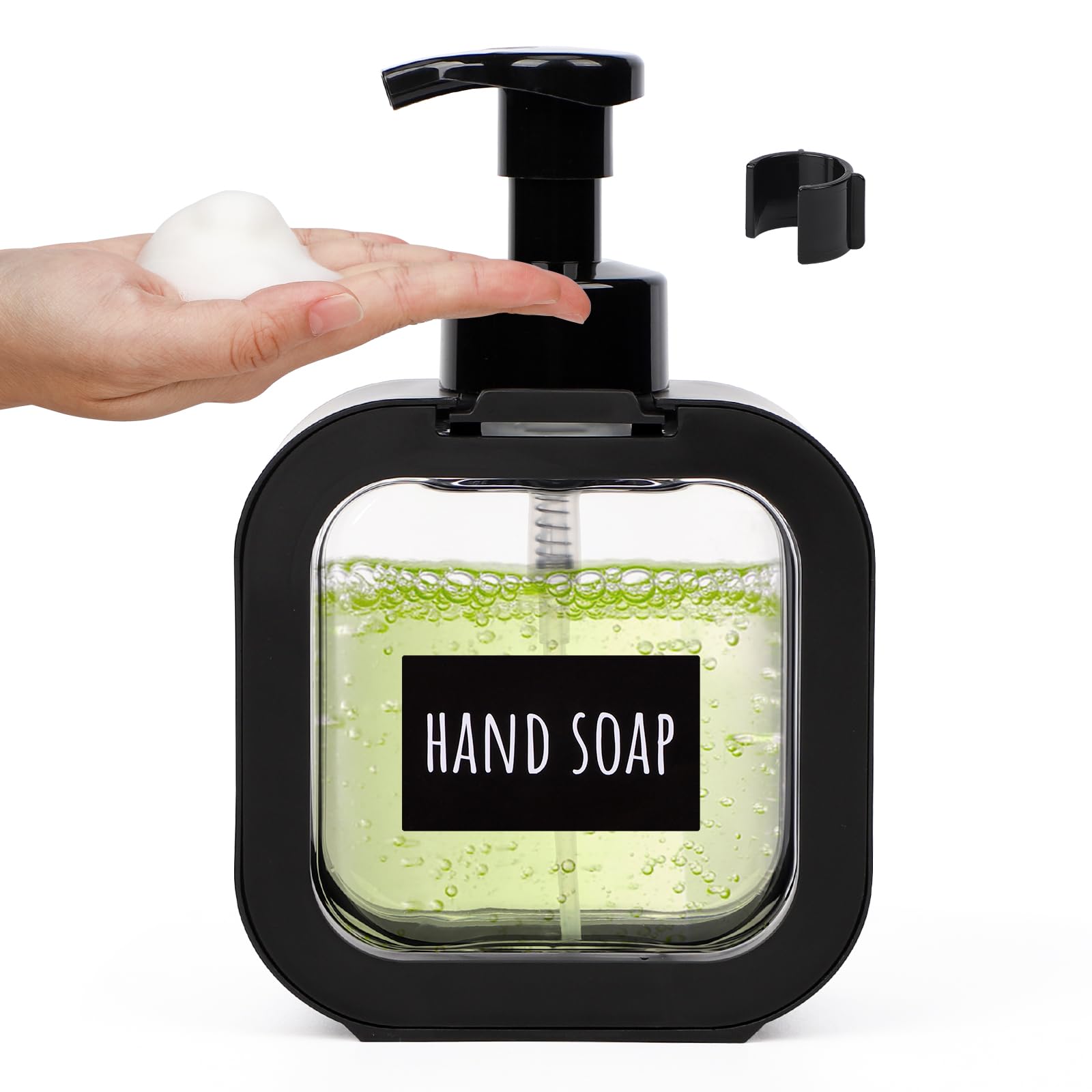 Segbeauty Black Foaming Soap Dispensers, 16.9oz Empty Refillable Foam Hand Soap Dispenser, 500ml Square Plastic Foaming Dish Soap Dispenser Waterproof Press Foam Pump Bottle for Body Soap Home Bath
