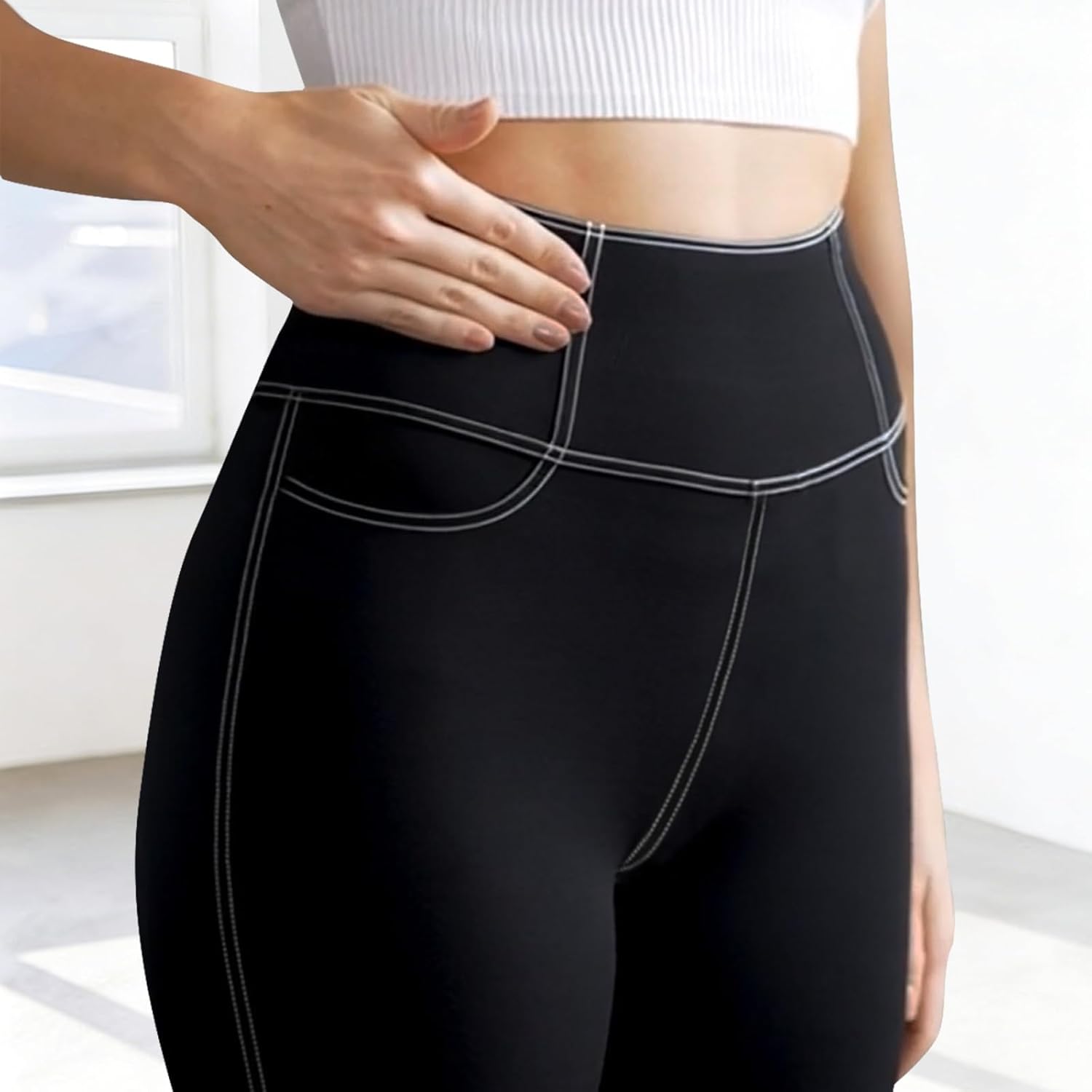 Women’s Curvy Fit Leggings – High-Rise Yoga Pants with Back Pockets, SlimTummy Support – Ultra‑Soft, 4‑Way Stretch