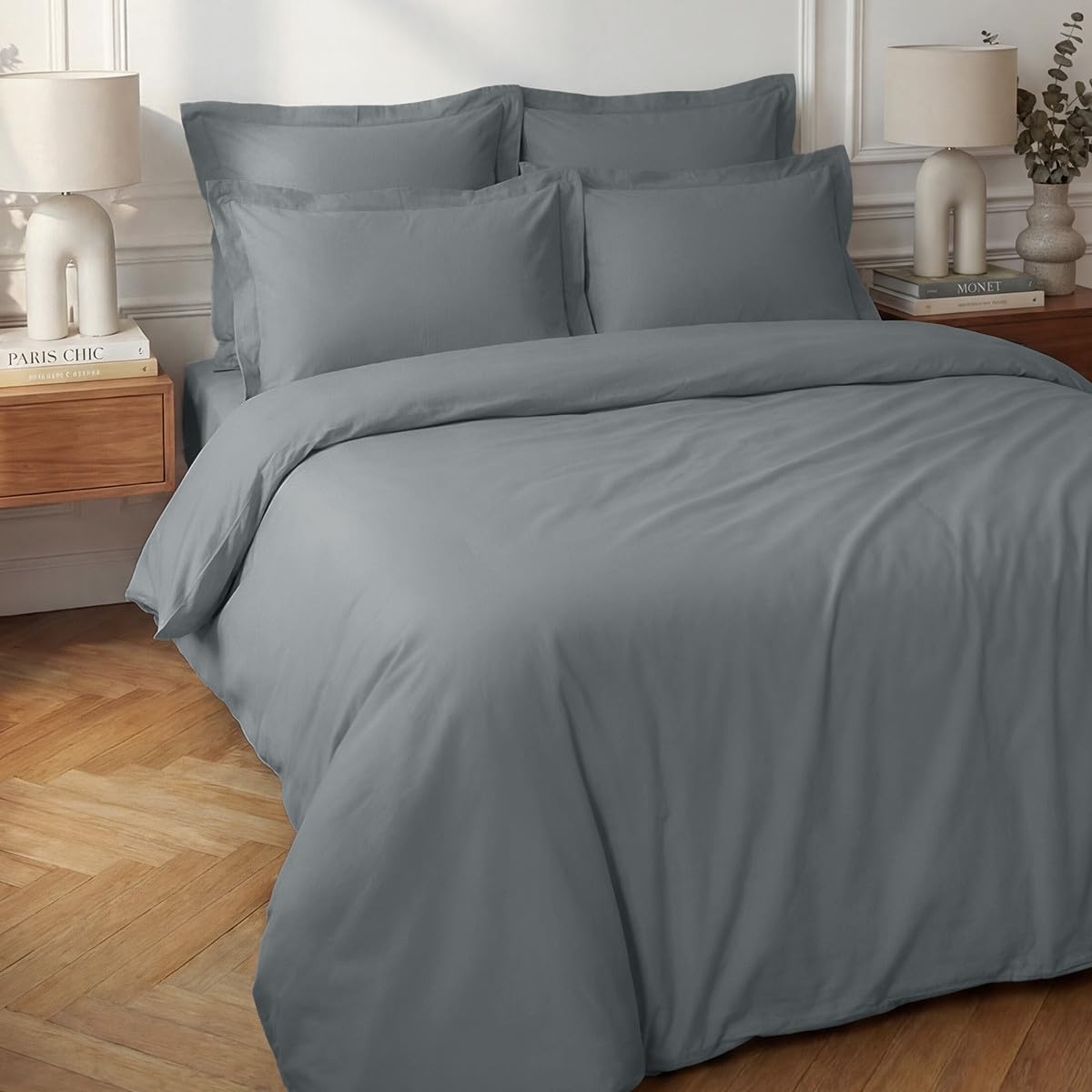 Sensei Maison - Housse de Couette en Percale Coton Soft Percale - 240x220 cm - Galet