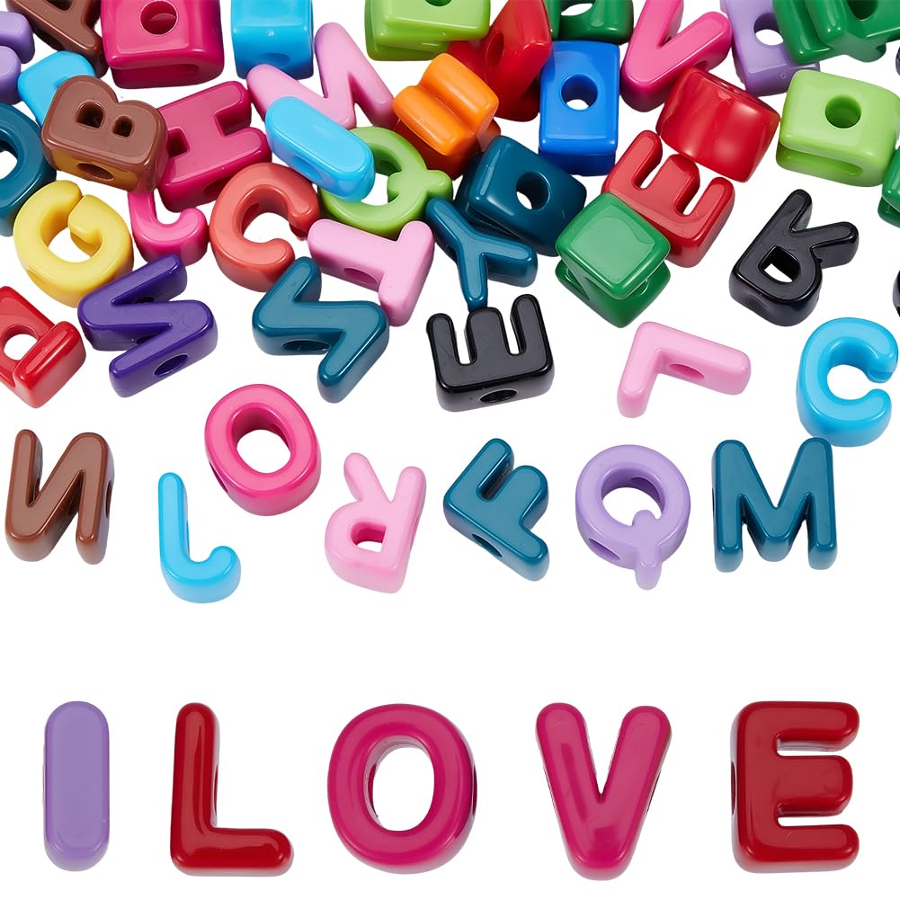 SOFPLATE 52Pcs Large Acrylic Letter Bead Chunky Alphabet Beads Bulk Big Slide Initial Letters Blocks Loose Spacers for Jewellery Making Key Chain Friendship Bracelet Keychain Phone Bag Charm Accessory